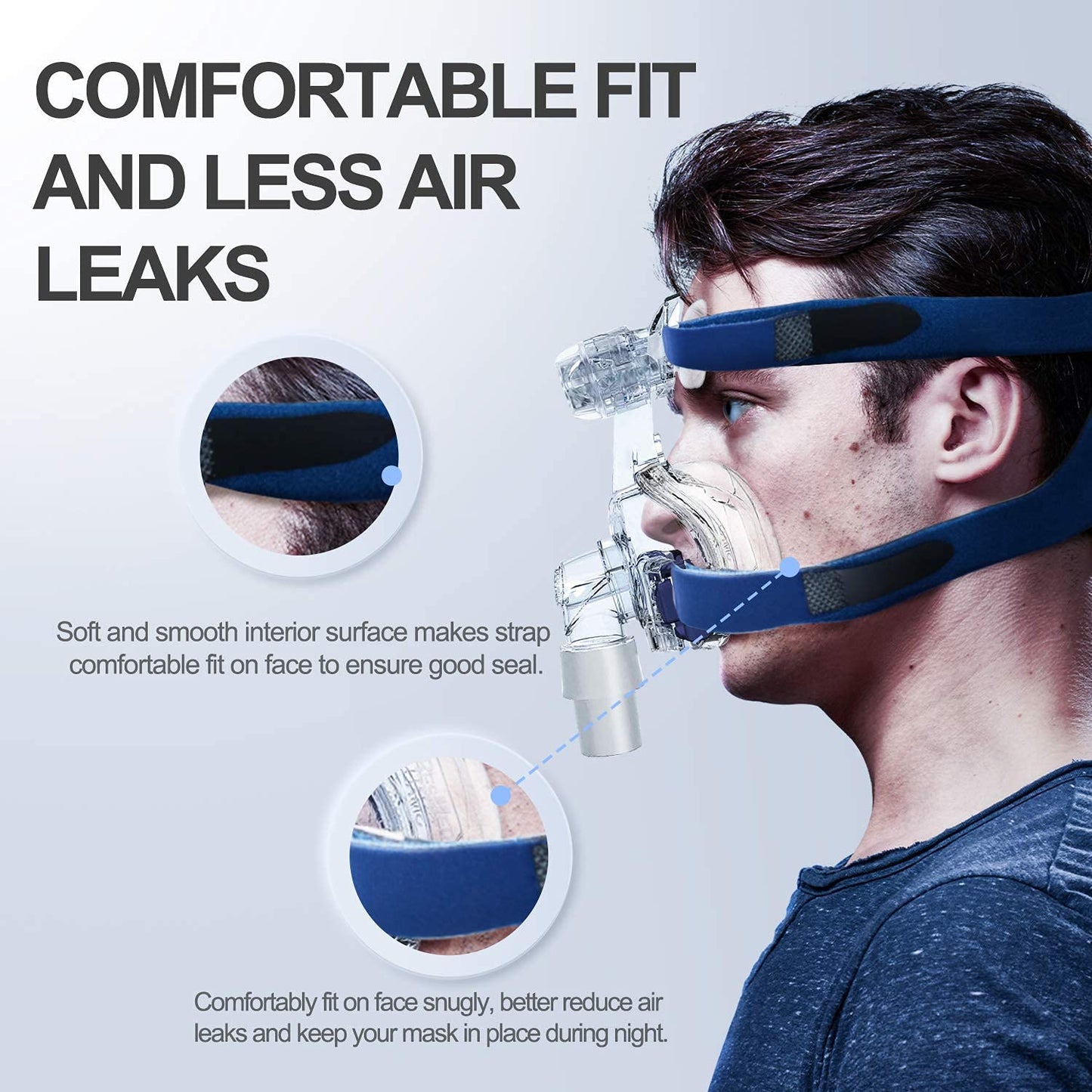 2 Pack Universal Replacement Headgear Strap for Various Masks, Adjustable CPAP Strap with Stronger Vel-cro and Elasticity, Headgear for Comfortable Fit & Seal