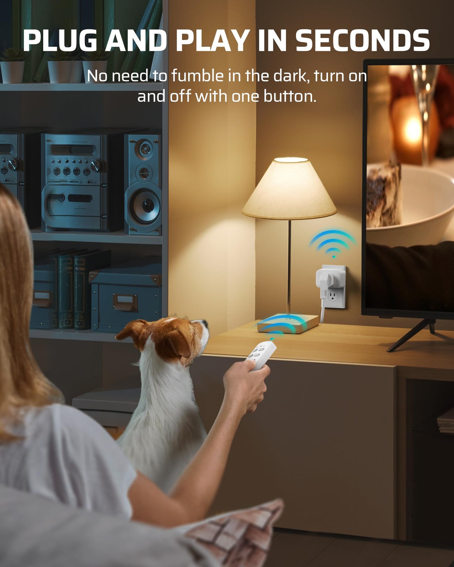 DEWENWILS Wireless Remote Control Outlet, Programmable and Expandable Electrical Outlet Switch, Wireless Remote Light Switch, 100FT Range, 1 Remote and 3 Outlets
