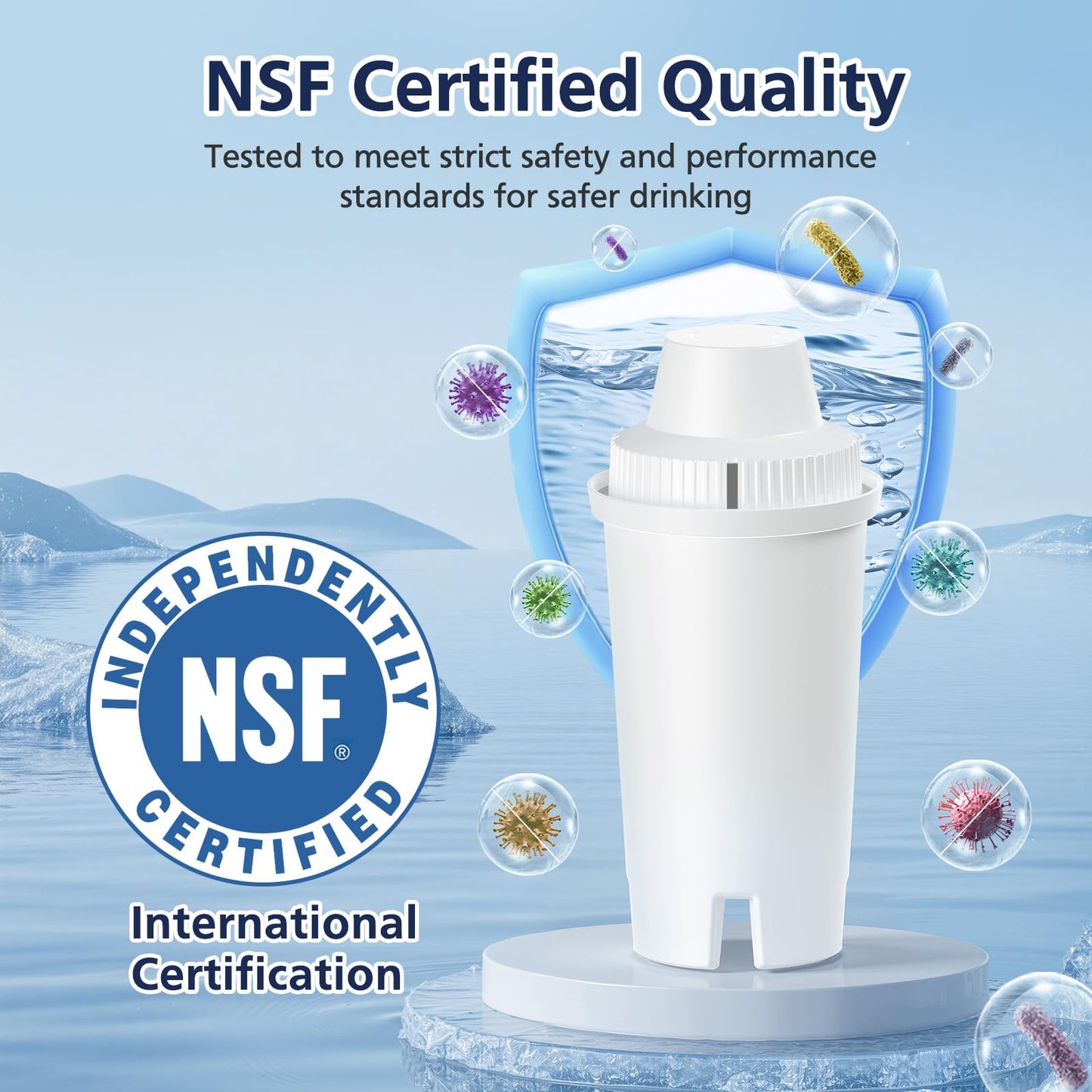 Standard Water Filter Replacement Compatible with Brita Water Pitchers and Dispensers, Classic OB03, Everyday, UltraMax, Metro+, XL, Mavea 107007 35557 and More, NSF Certified Pitcher Filters-6 Pack