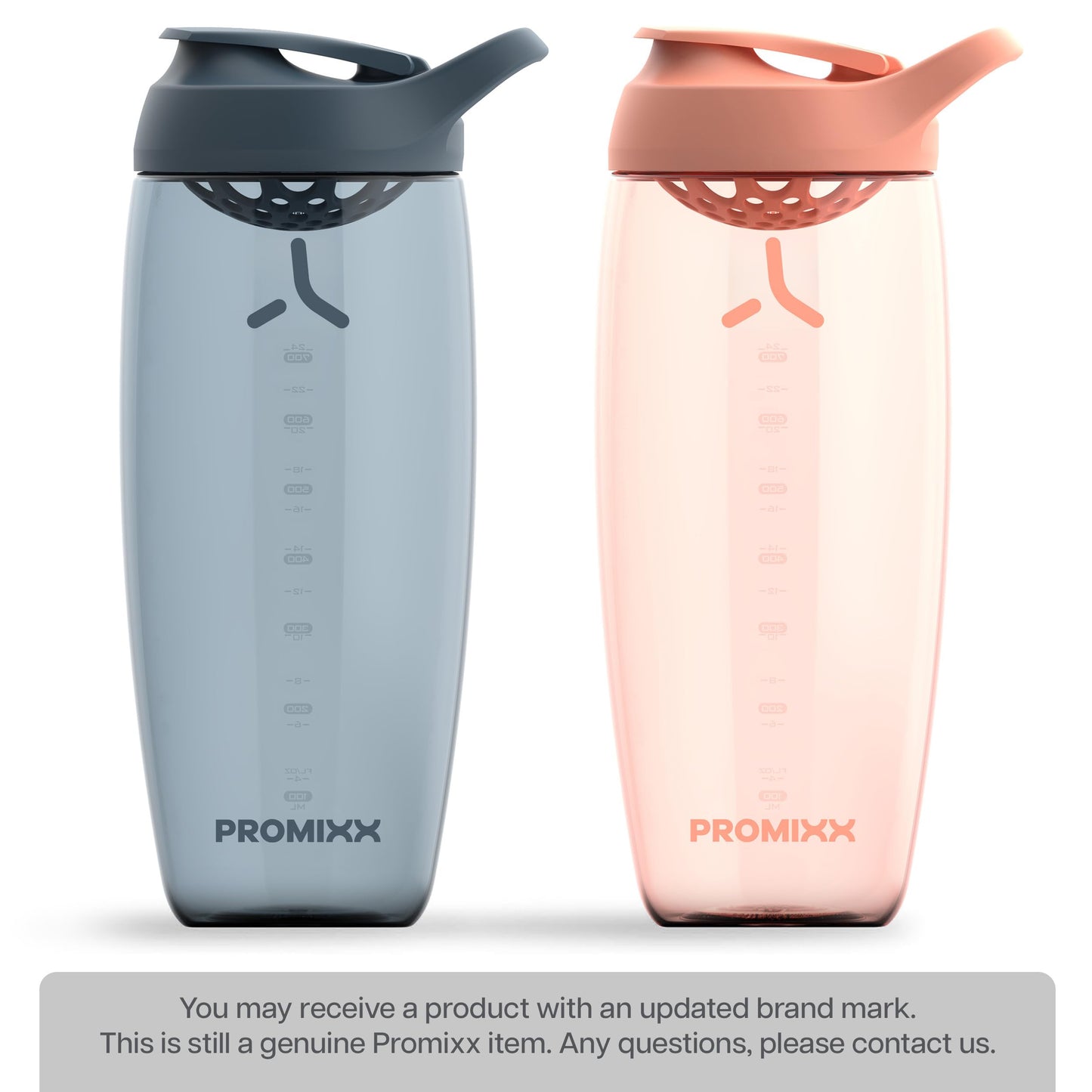 Promixx PURSUIT Protein Shaker Bottle – Premium Sports Shaker Bottles for Protein Mixes and Supplement Shakes – Easy Clean, Durable, Protein Shaker Cup 2-Pack, Midnight Blue+Coral