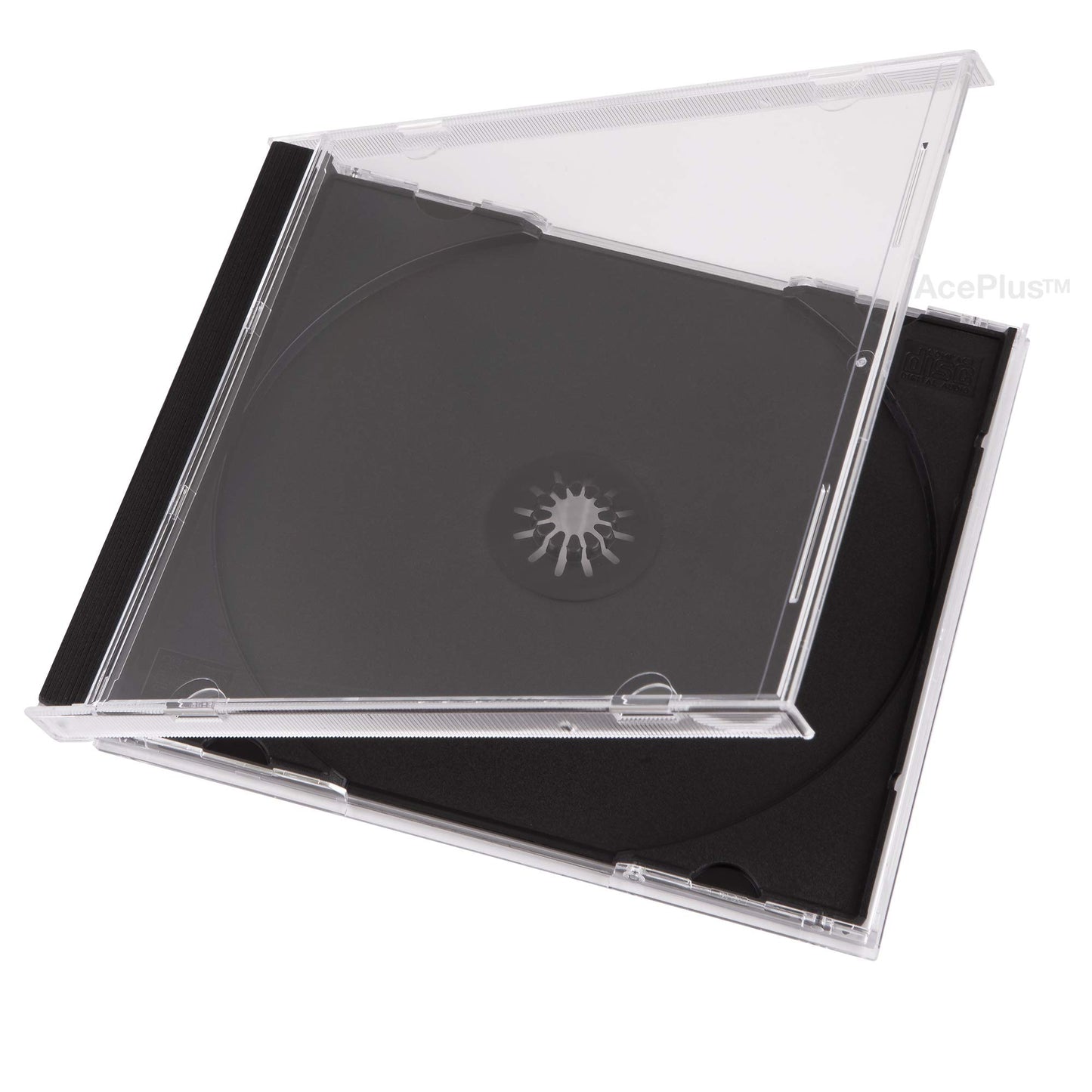 AcePlus Premium Single Disc Jewel Cases in Black with 10.4mm Standard Thickness and Assembled Tray (10-Pack)