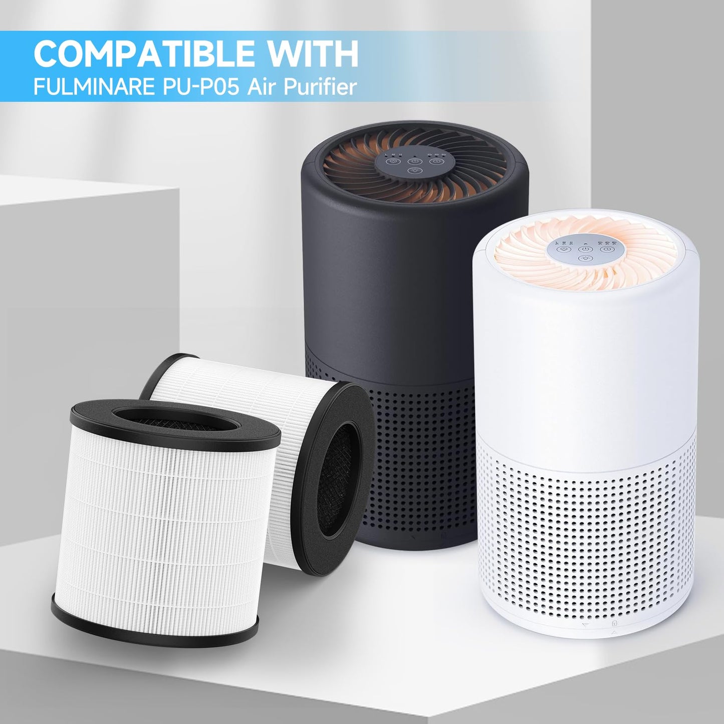 PU-P05 True HEPA Replacement Filter Compatible with FULMINARE PU-P05 Air Purifier, 3-in-1 High-Efficiency Air Filter, 2 Pack
