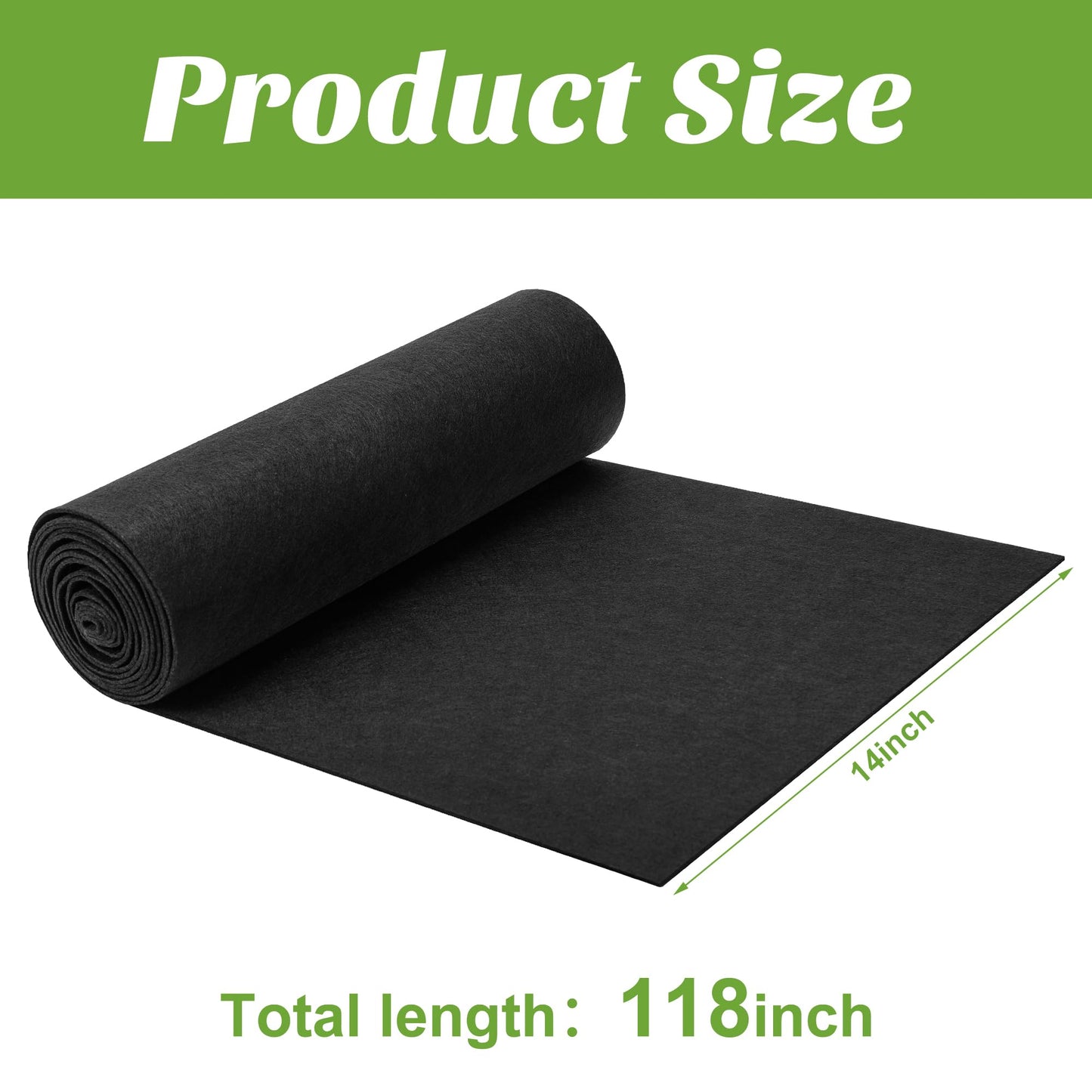 Adnee 118 x 14 Inch Non Woven Flower Pot Liner Roll-Black Felt Hanging Basket Liners-Fabric Planter Liner for Garden Planter Window Hanging Flower Basket Indoor Outdoor