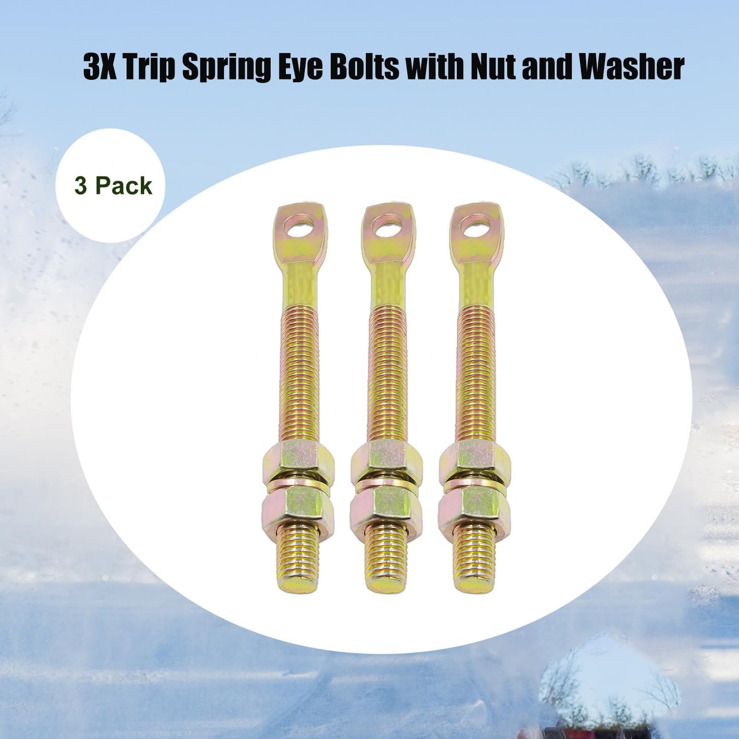 WaanGar 3X Trip Spring Eye Bolts with Nut and Washer 5/8"X6" 09124 90493 Compatible with Meyer & Western STW60-0016 1302005 Snow Plow