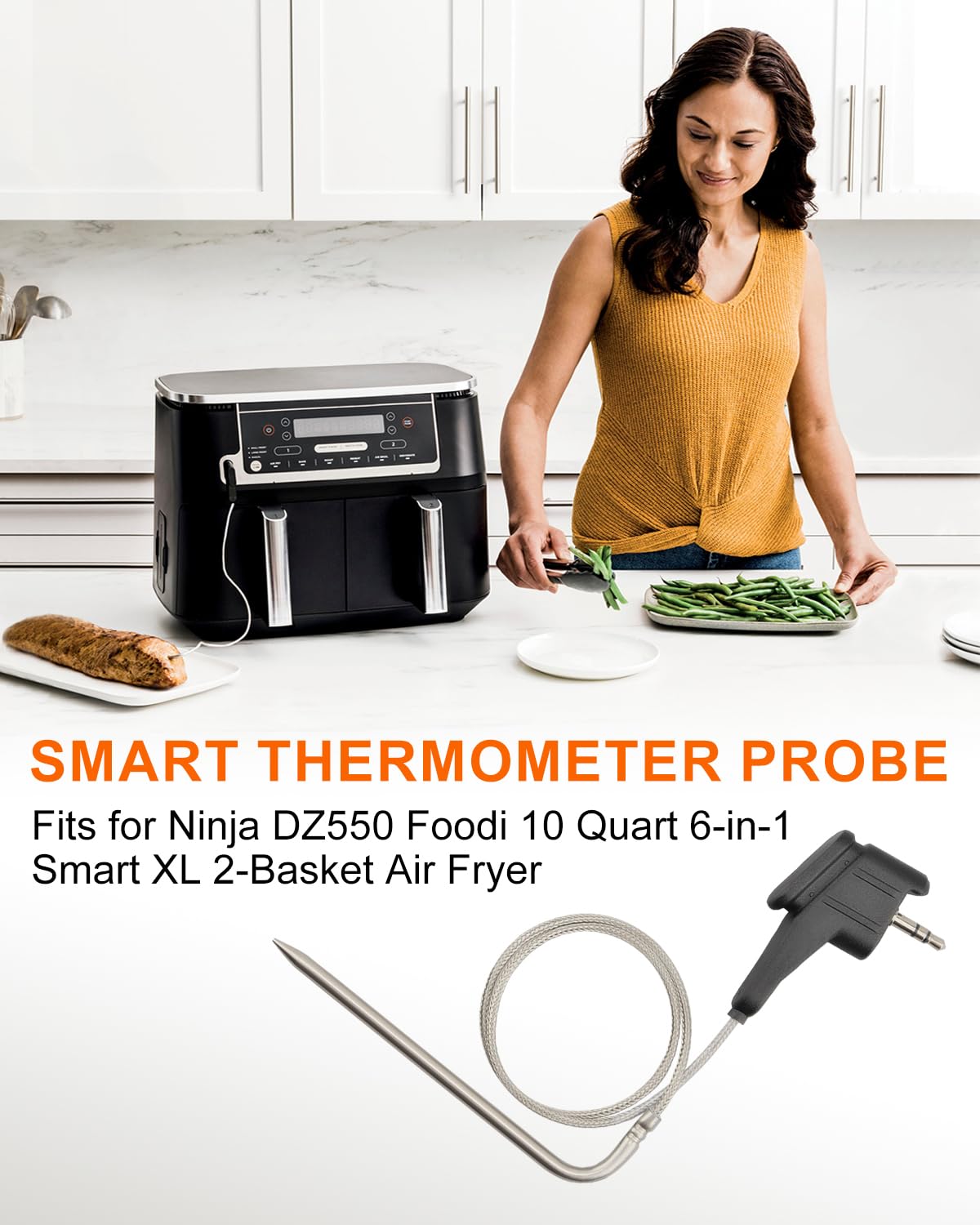 ULXIOM Air Temperature Thermometer Probe Replacement for Ninja DZ550 Foodi Smart XL 6-in-1 Dual Temp Probe Indoor Grill & Air Fryer Accessories