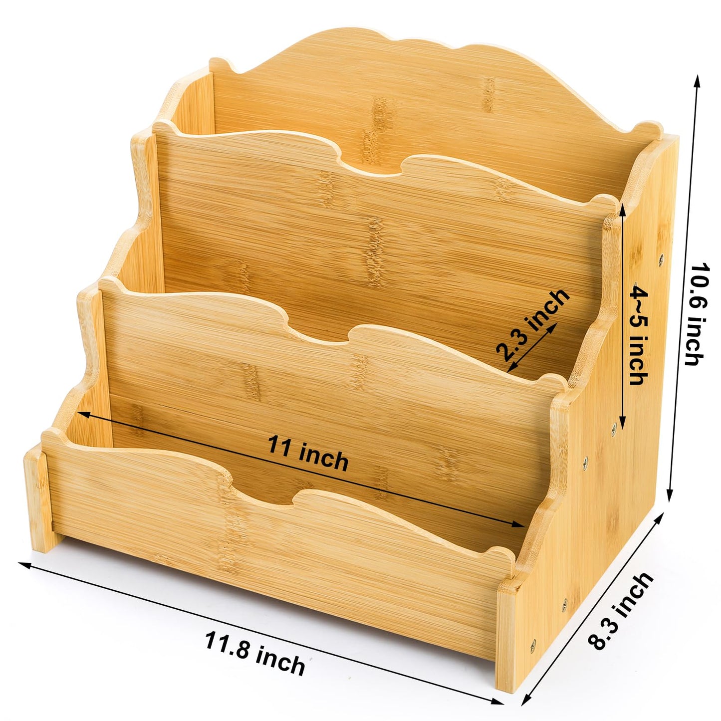 Yarlung Bamboo Greeting Card Display Stand, 3 Tier Card Holder Sticker Display Postcard Stand for Craft Show, Vendors, Retail Counter, Bookcase, Magazine Brochure Holder