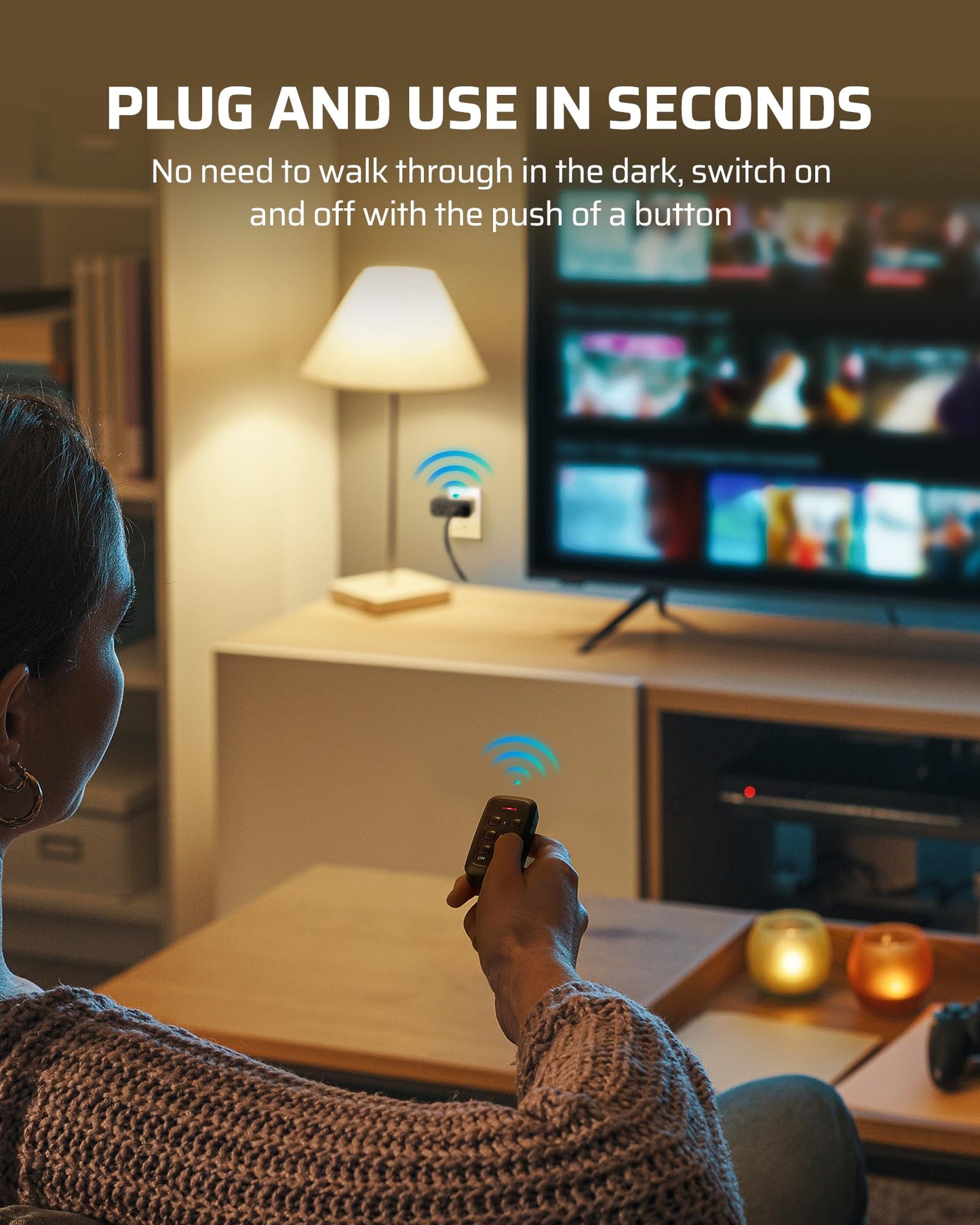 DEWENWILS Indoor Remote Control Outlet, 2 Independent Control & Dual-Controlled, 15A/1875W Remote Light Switch, 100FT Range, Remote Outlet Switch for Lamp, Christmas Light, Black