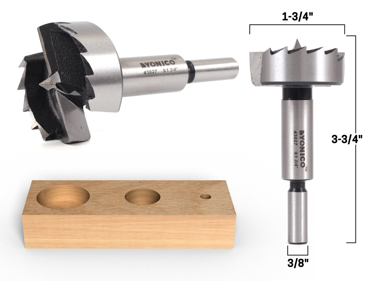 Yonico Forstner Bits Steel 1-3/4-Inch Diameter 3/8-Inch Shank 43027S