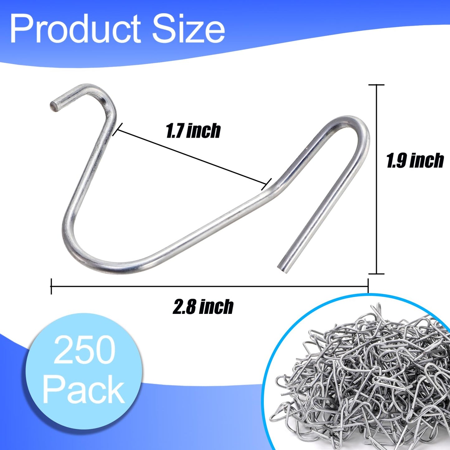 ZENFUN 250 Pcs T Post Clips, Galvanized Steel Fence Clips Bulk Rust Resistant T Post Wire Clips Fence Wire Fasteners for Securing Wire Park Fence, Fixing Highway Sport Fences