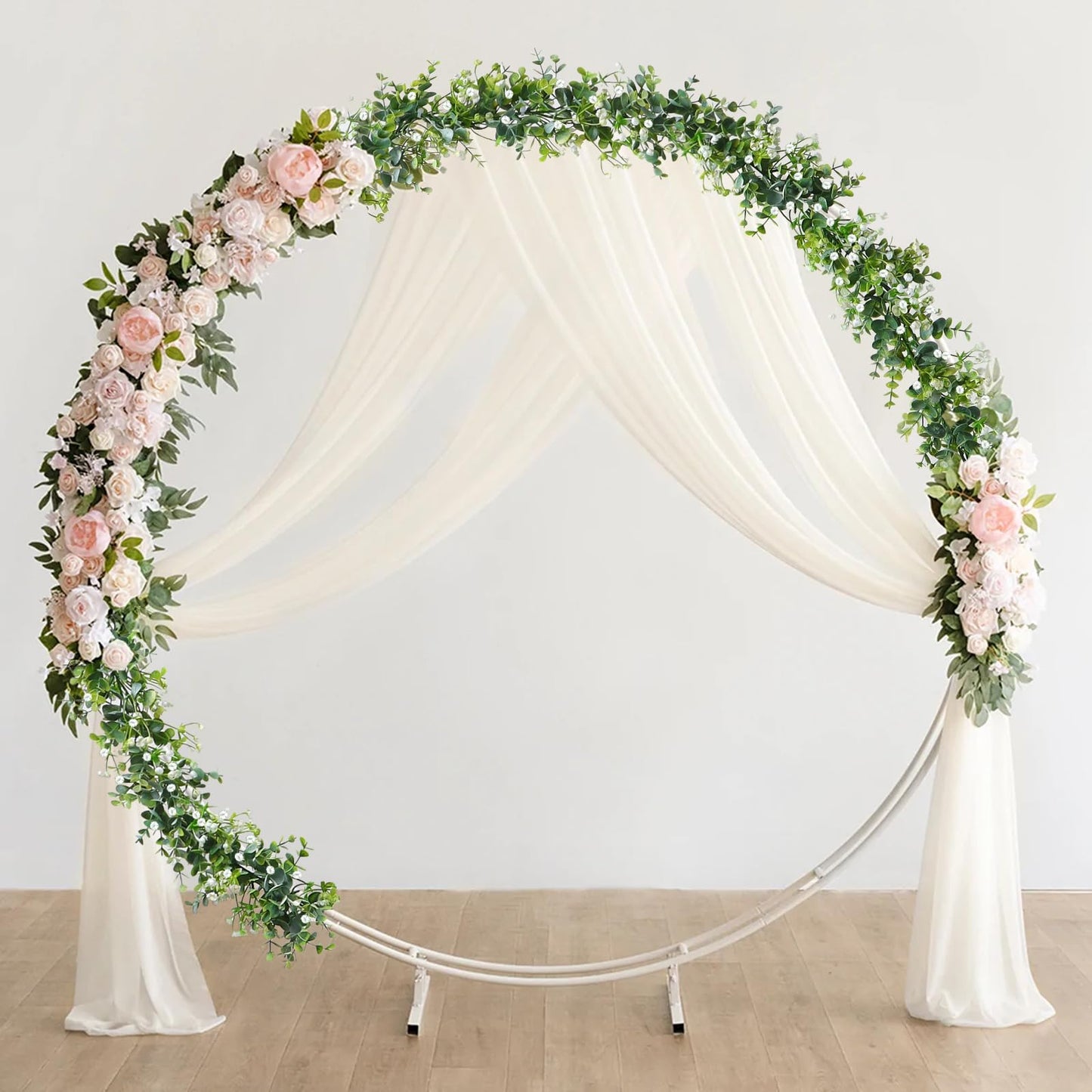 SOMYTING Artificial Eucalyptus Garland with White Flowers, 2 Packs 6Ft Artificial Greenery Garland Fake Hanging Flower Garland Plant Artificial Vines for Wedding Backdrop Arch Wall Table Decor