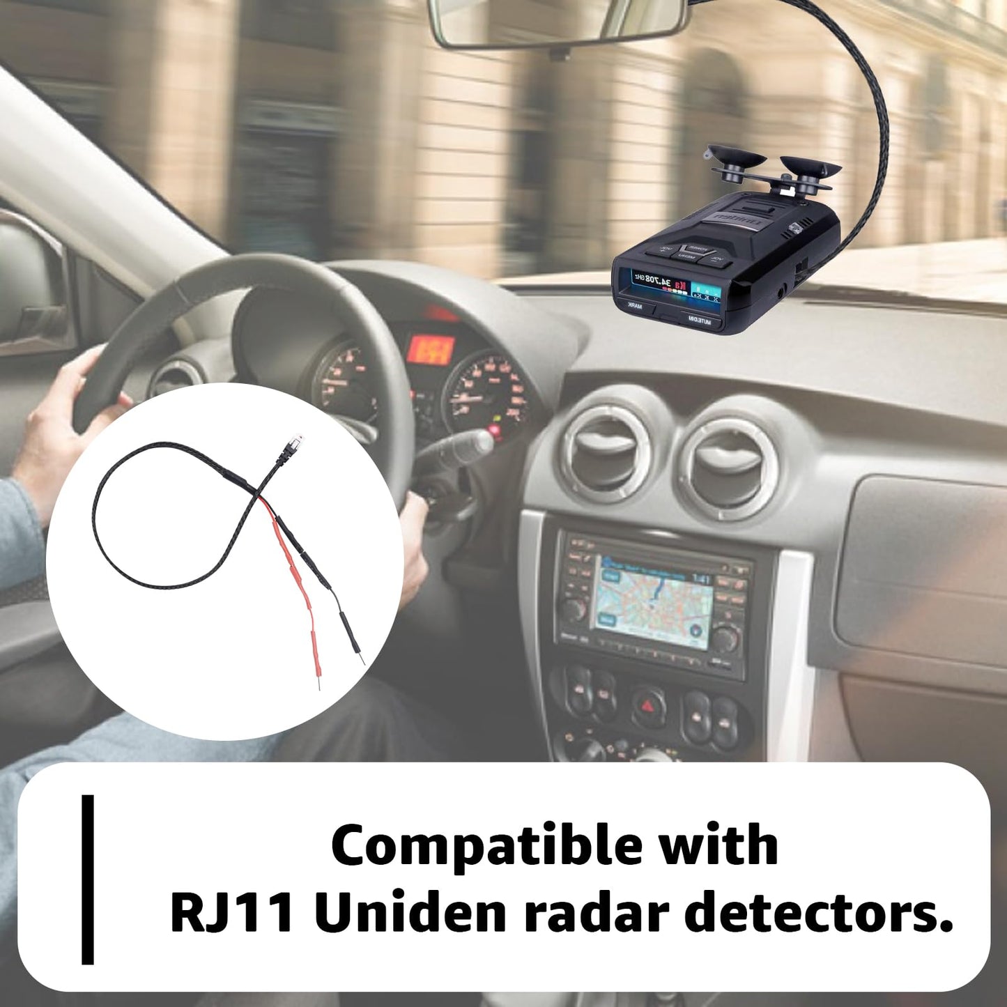 Sousery 1PC RJ11 Replacement Mirror Wire Power Cord for Uniden Radar Detectors,Fits R4 R3 R1 R7 DFR7 R8 Model(3005201U)