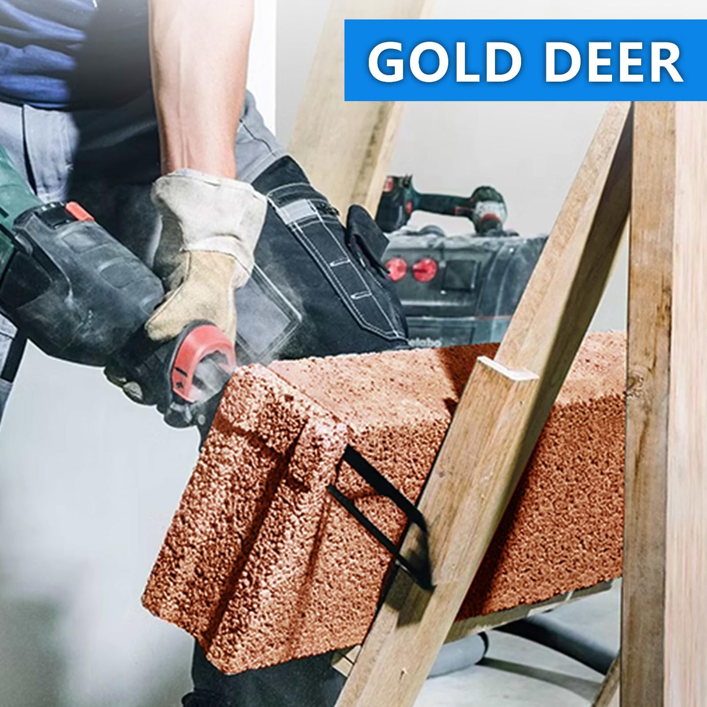 GOLD DEER 2PCS 12Inch Masonry Reciprocating Saw Blade Tipped Cutting Recip Saw Blades Demolition Saw Blade for Cutting Red Brick, Light Brick, Fiber Cement, Aerated Concrete,Cinder Block (305mm)