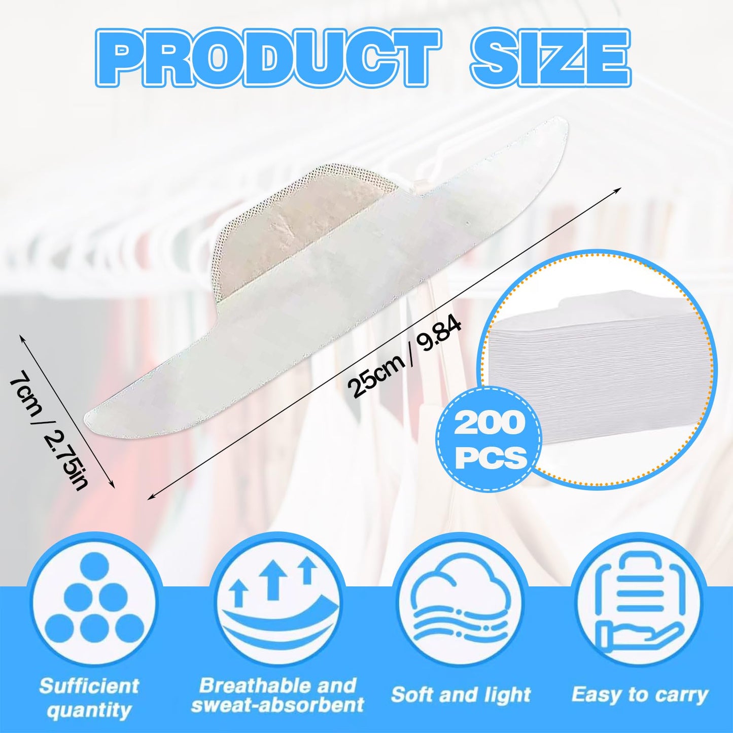 200 Pcs Hat Sweat Liner, Adhesive Collar Protector Sweat Pads, Absorbent Sweat Pad Protector Accessories for Men Women White