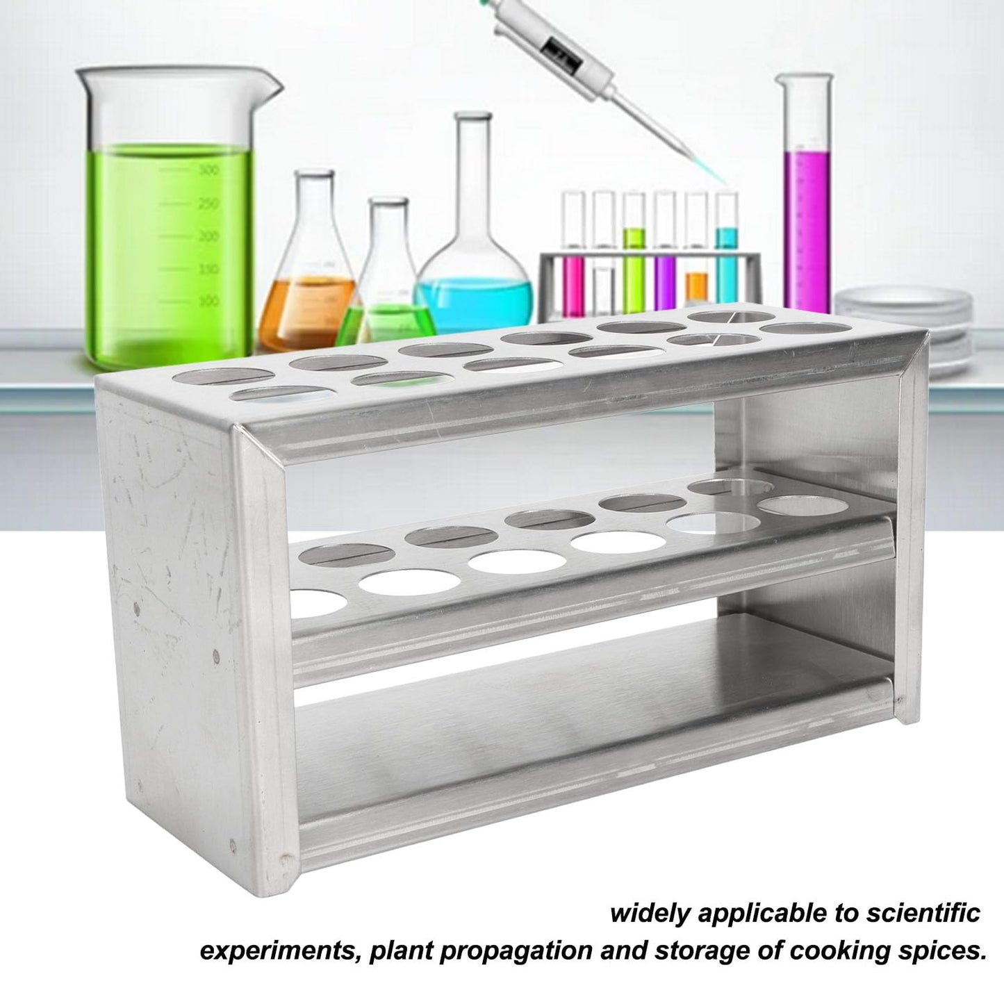Test Tube Holders, Stainless Steel 12 Holes Test Tube Rack Strong 3 Tiers Centrifuge Tube Holder Laboratory School
