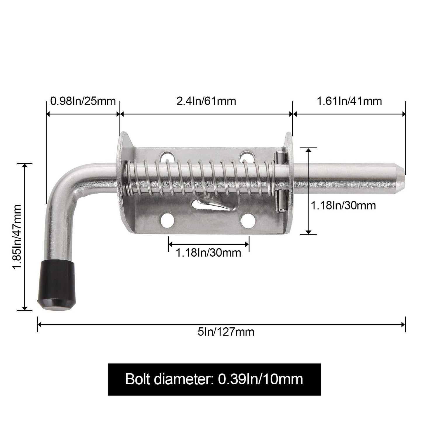 EATHEATY 4 Pack Spring Loaded Latch Pin - 5 Inch 304 Stainless Steel Spring Pin Latch Lock Barrel Bolt for Gate Door Tailgate Trailer Van Garage