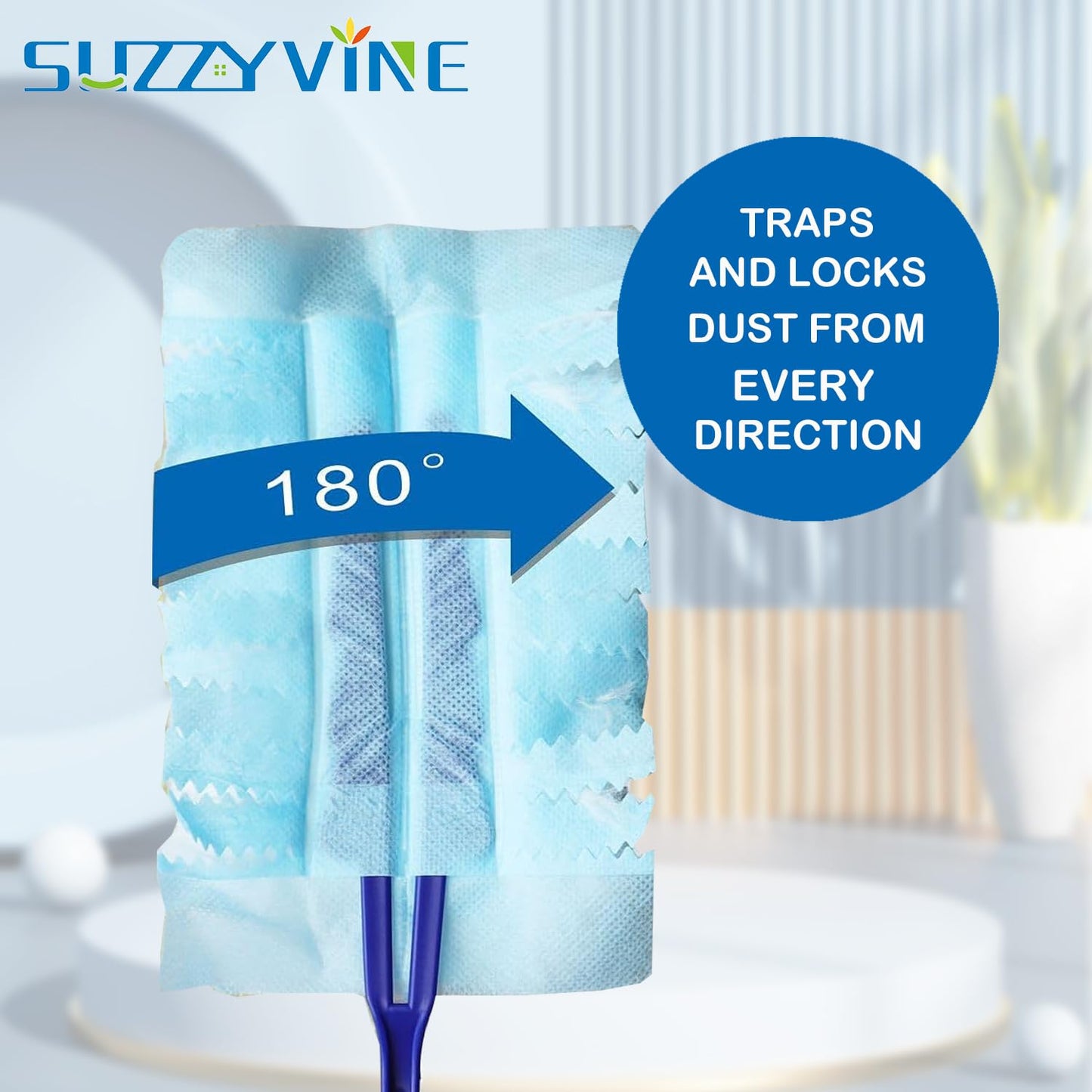 SUZZYVINE Disposable Duster Refills, 180 Dusters Refills, Total 30 Count,Blue and White