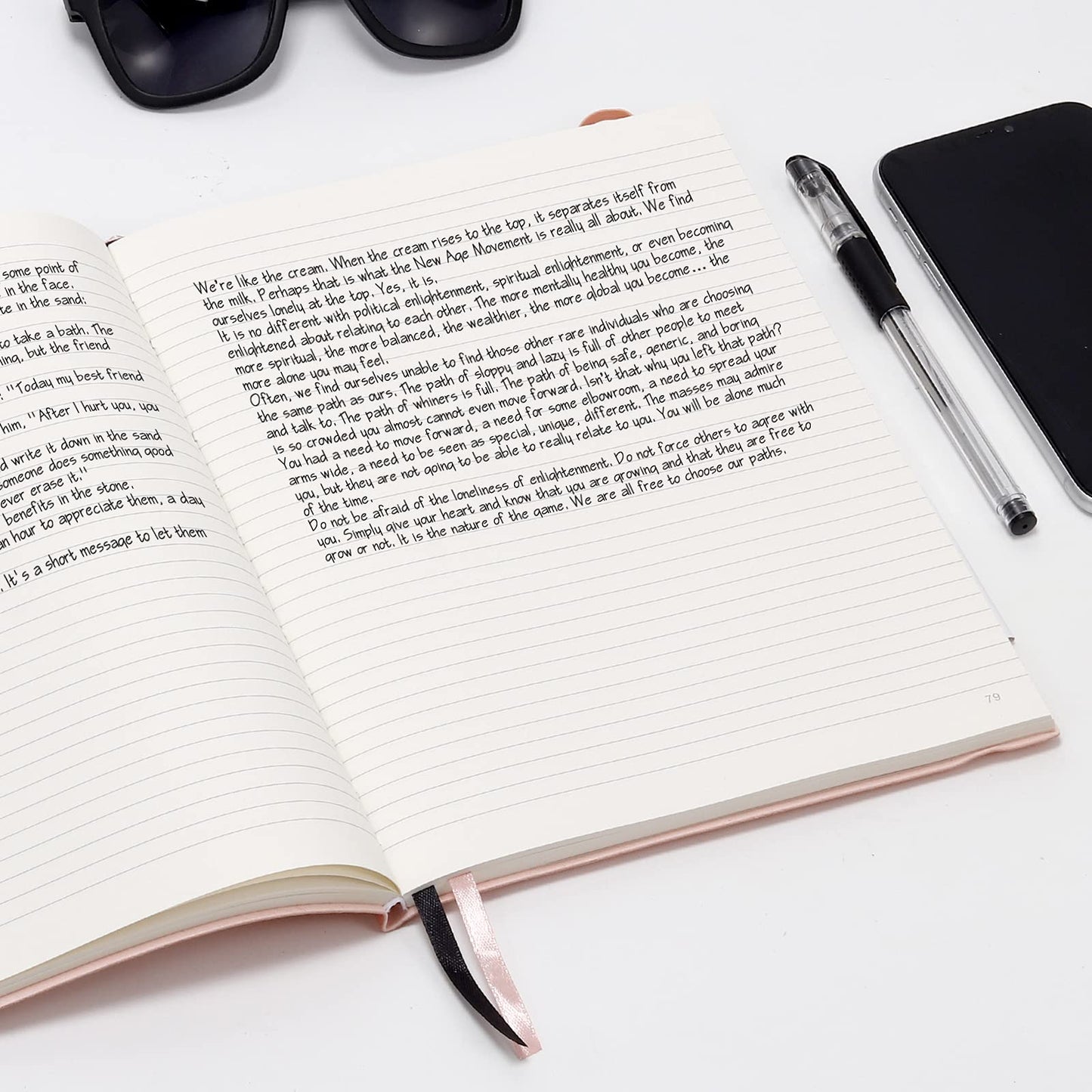 Wiisdatek B5 College Ruled Notebook Softcover Journals(2-Pack) - Large Composition Notebook 7.6 x 10 inch with 100gsm Thick Lined Paper, Total 376 Numbered Pages (Black)