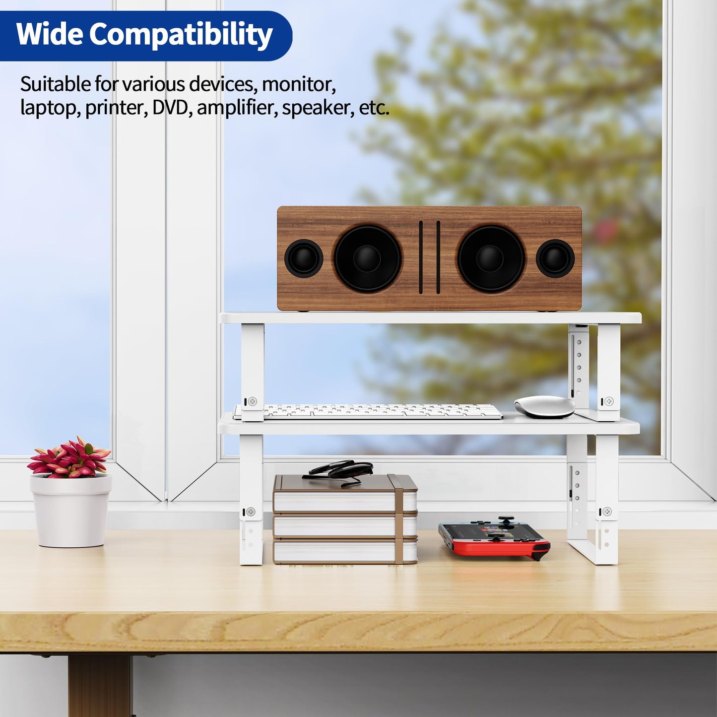 BESIGN MS01 Monitor Stand Riser, Height Adjustable Laptop Stand, Computer Monitor Stand for Monitor, Computer,Laptop,Printer (White)