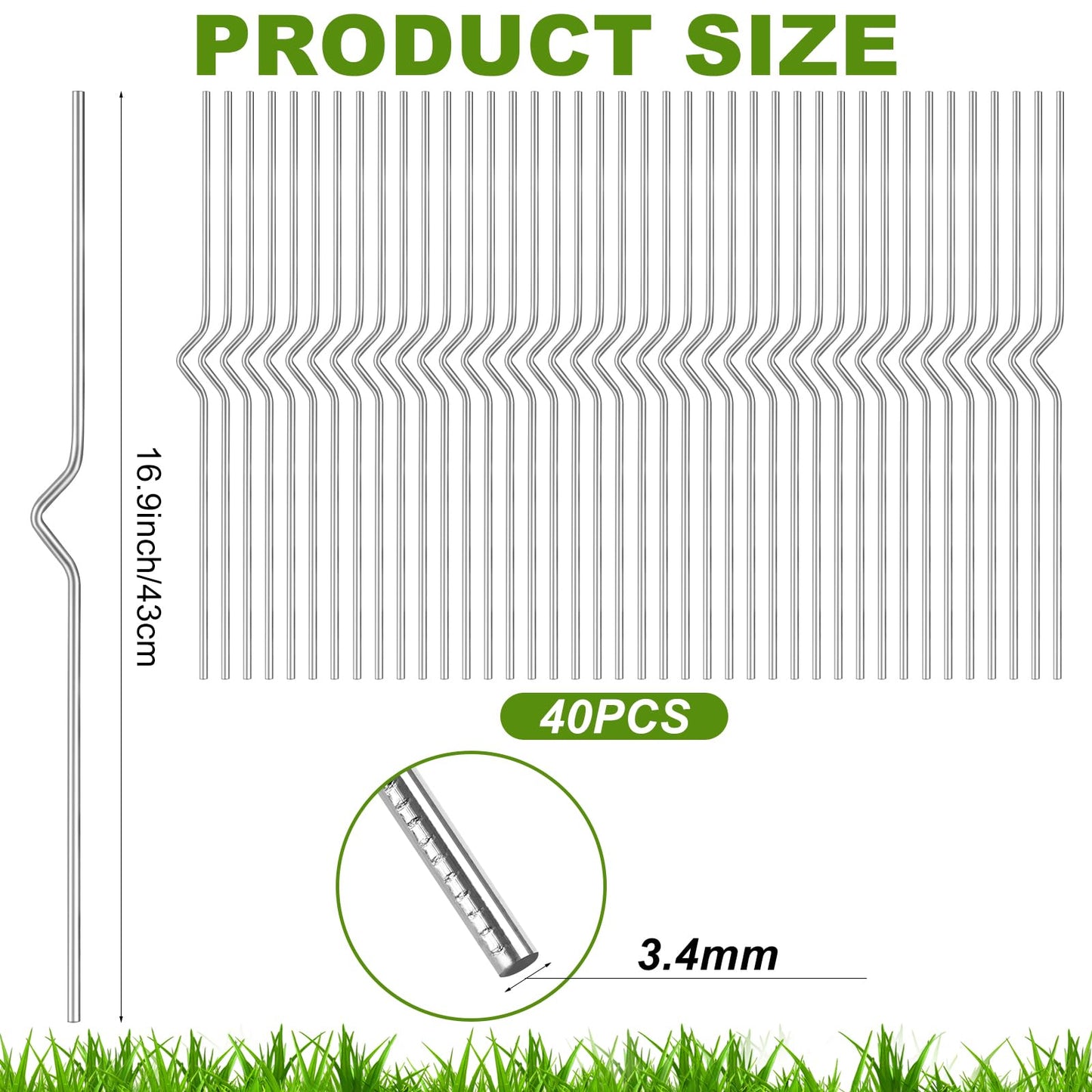40 Pack Heavy Duty Metal Yard Sign Stakes, 17 '' Corrugated Plastic Sign Stakes 17'' Stainless Steel Metal Stake Holder for Corrugated Plastic Signs Garden Lawn Outdoor Home Real Estate Open House