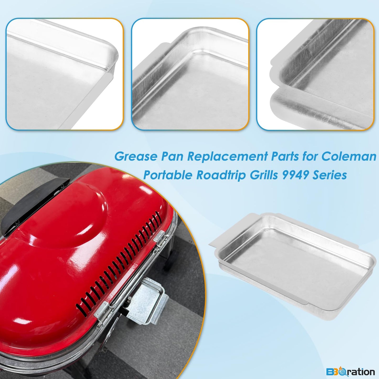 BBQration Grease Pan for Coleman Portable Roadtrip 9949 Series Grills, Drip Pan for Coleman Grill Accessories 9924, 9949-750, 9949-759, 9949-451 Grease Tray for Coleman Roadtrip Grill Parts