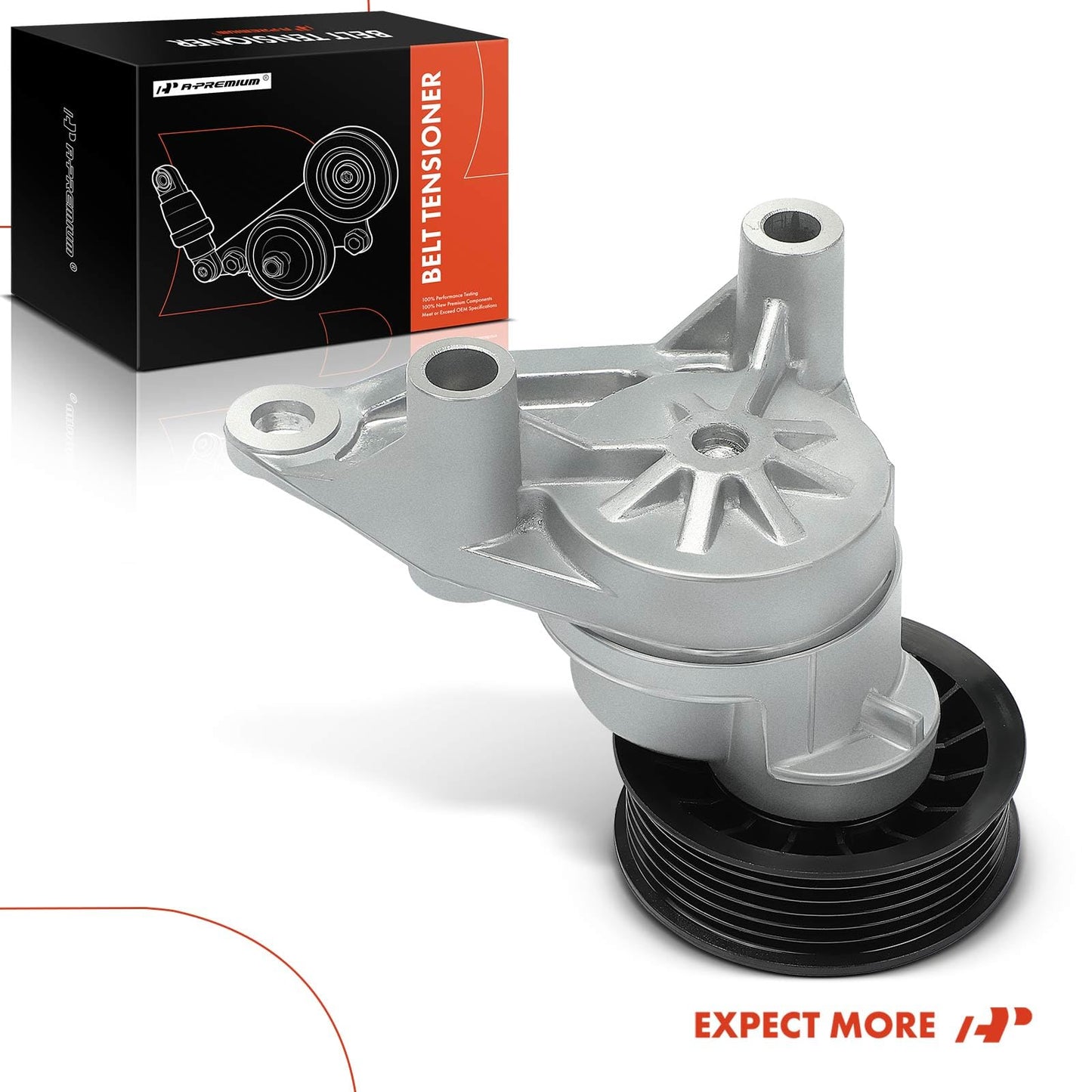A-Premium Belt Tensioner Assembly with Pulley Compatible with Chevrolet, GMC, Cadillac - Silverado, Savana, Suburban 1500, Tahoe, Sierra, Escalade, Rainier - V8 4.8L, 5.3L, 6.0L, 6.2L