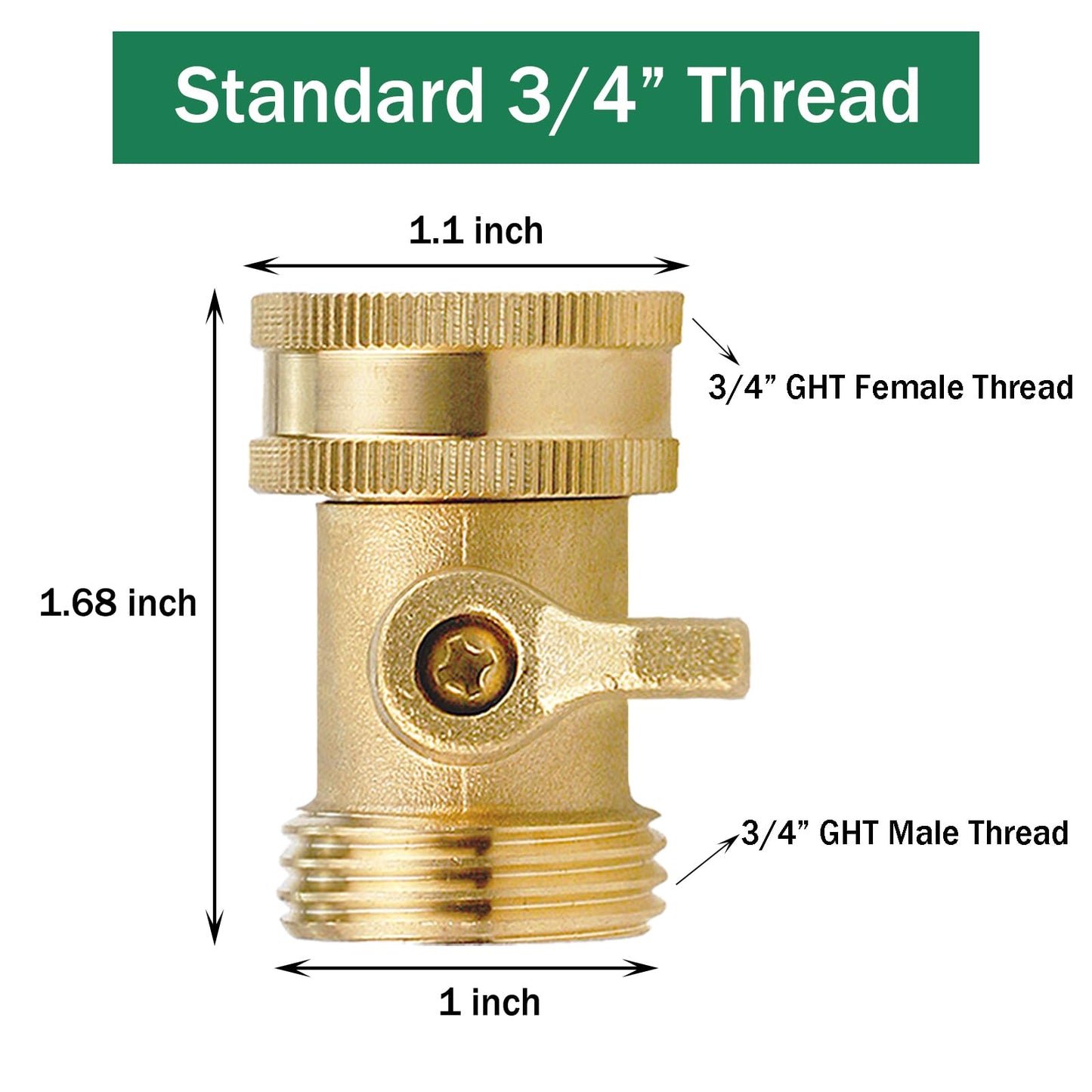 Water Hose Shut Off Valve,4 Pcs Heavy Duty 3/4 Inch Solid Brass Garden Hose Connector,Brass Garden Hose Shut Off Valve with 4 Pcs Rubber Washers