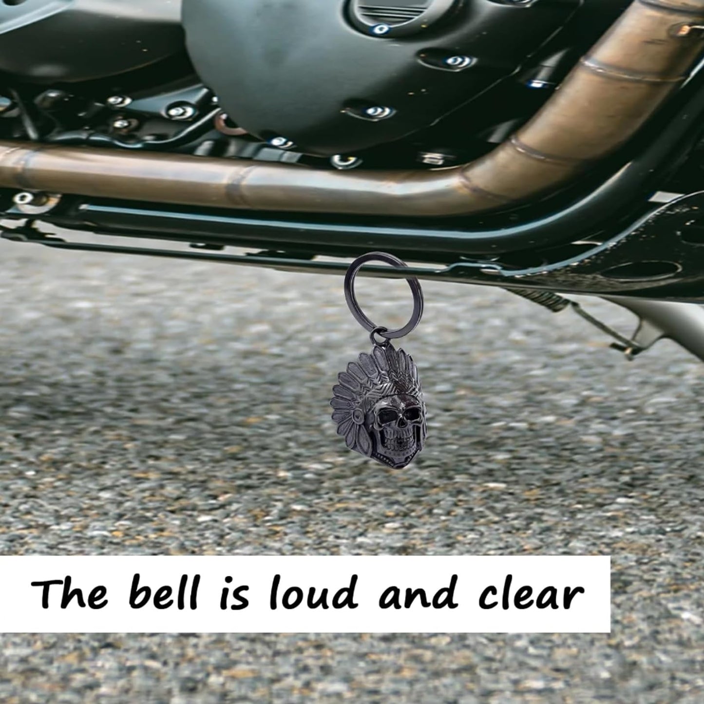AilRabbit Motorcycle Skull Bell - Motorcycle key chain Biker Skull Bells protect the rider Motorcycle Accessories, Skull, Large