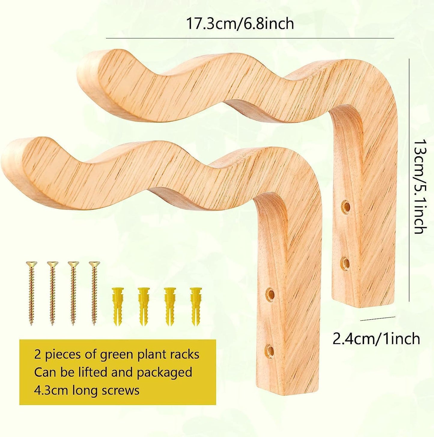 YYBD 2Pcs Plant Wall Hangers Wavy Wooden Plant Hanger Beech Wood Wall Mounted Hanging Plant Hooks Indoor Outdoor Hanging Brackets for Planters Lanterns Flower Bracket Wind Chimes Decoration Hooks