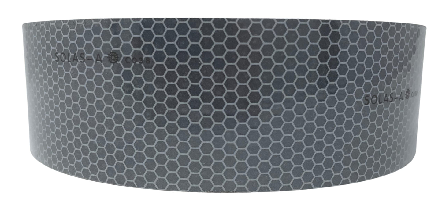 SOLAS Grade Marine Reflective Tape Conspicuity Safety Warning Silvery White Waterproof Ultra Reflective Glass Bead Honeycomb Technology Boats Rafts, Life Jacket, Motorcycles, Trailers (2IN X 30FT)
