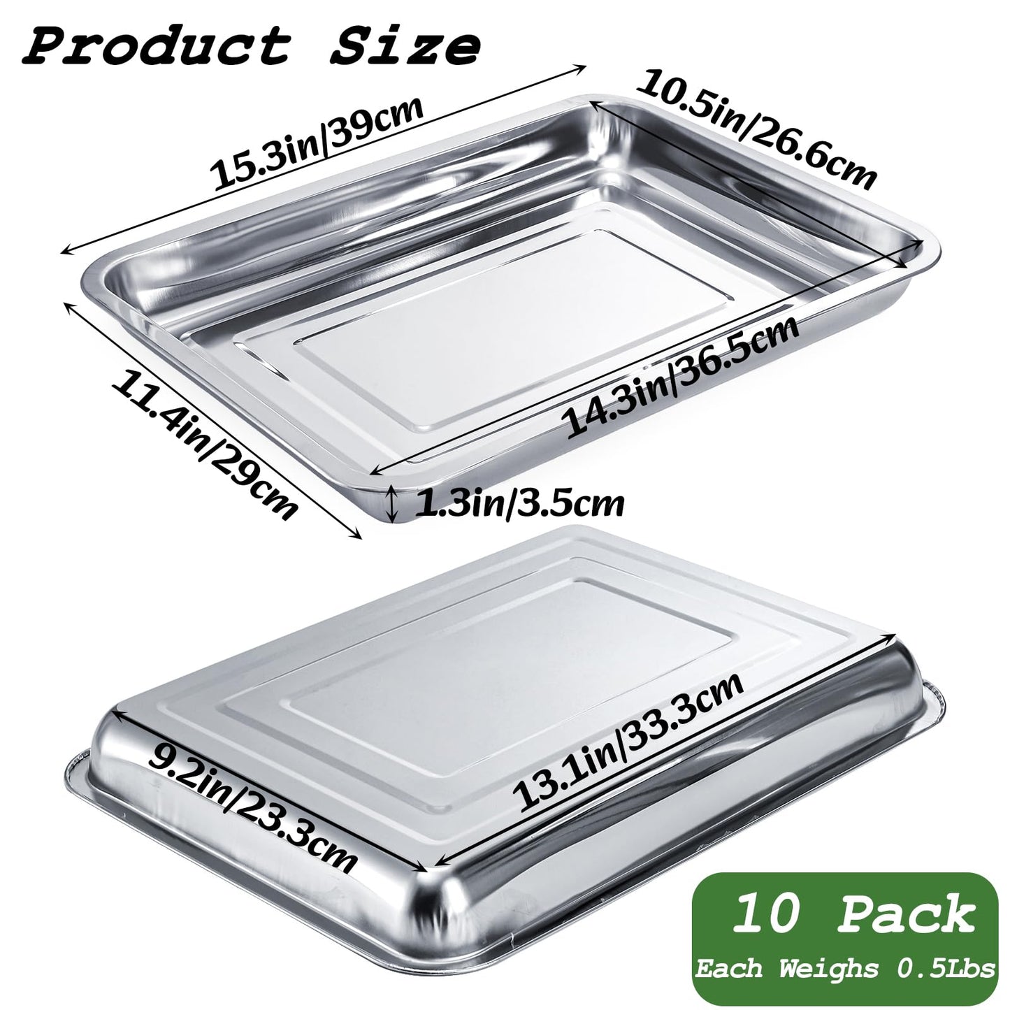 Youeon 10 Pack Seed Starter Tray 15.3x11.4x1.3 Inch, Stainless Steel Seed Sprouting Trays Germination Trays for Beans, Wheat Grass, Herbs, Broccoli & More, Plant Trays for Indoor Outdoor