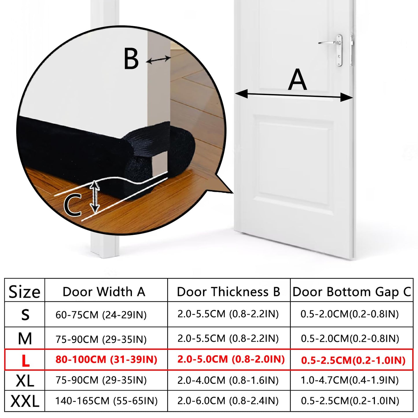 BKSAI Door Draft Stopper for Doors No Adhesive Draught Excluder Under Door Wind Sound Blocker for Bottom of Door,Reduce Noise Draught Excluder Sweep Sound Proof(Black)