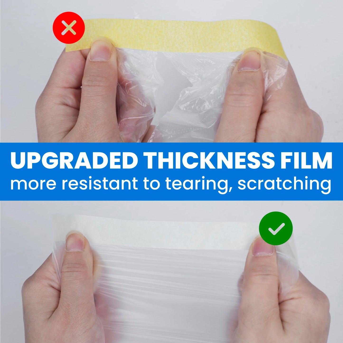 TAPEBEAR Automotive Pre-Taped Masking Film Upgrade Thickness, High Temp Tape and Drape 22" x 90', Plastic Cover for Painting, Plastic Sheeting Masking Tape Film for Auto, Floor, Furniture, 4Rolls
