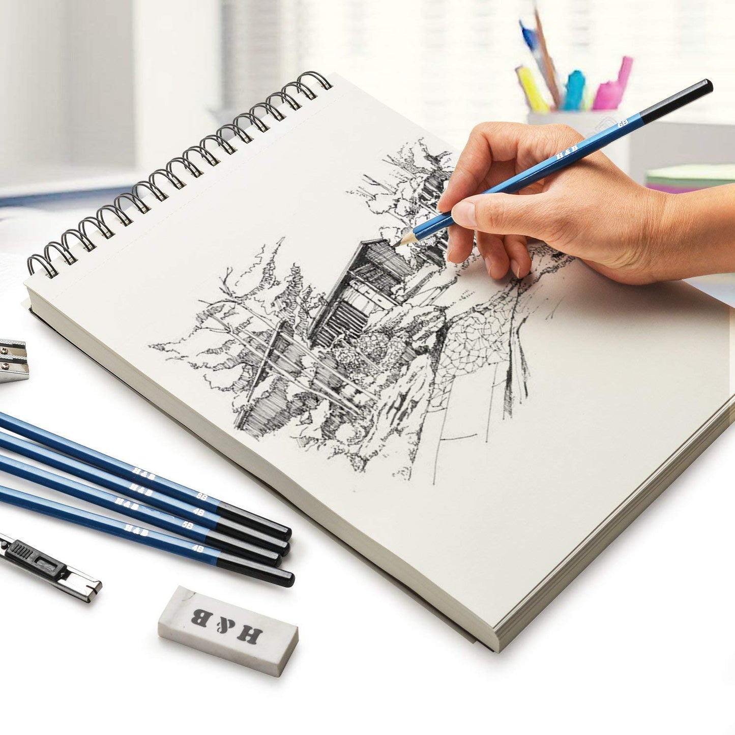 2 Pack Sketch Books, AGPtEK Art Drawing Pad, Drawing Paper 9 X 12 inch, 100 Sheets in Each Pack, 60lb/100g,Ideal for Watercolor, Acrylic Art, Sketching and Noteboo2 Pack Sketch Books