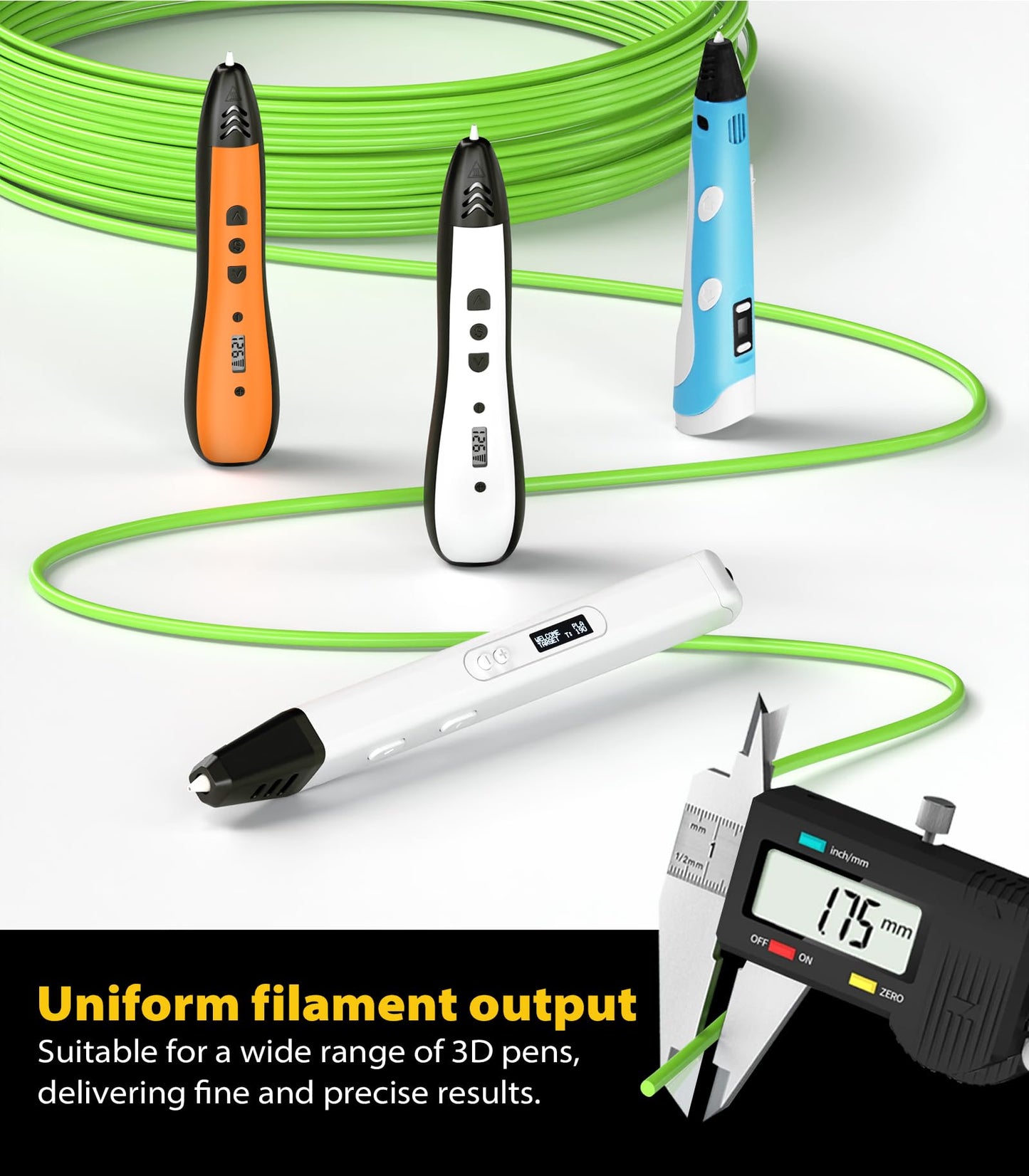 3D Pen Filament Refills 15 Colors, Each Color 16 Feet Total 240 Feet, 1.75 mm Pla Filament Comes with 2 Finger Caps & Copybook,3D Printing Pen Filament Refills Compatible with Mynt3d,scrib3d 3D Pen