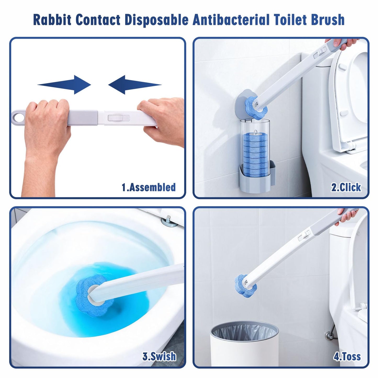 Disposable Toilet Brush,36pcs Wand Cleaner Refills,Wall Mounted Toilet Bowl Brush Holder Set Toilet Cleaning System for Bathroom Cleaning