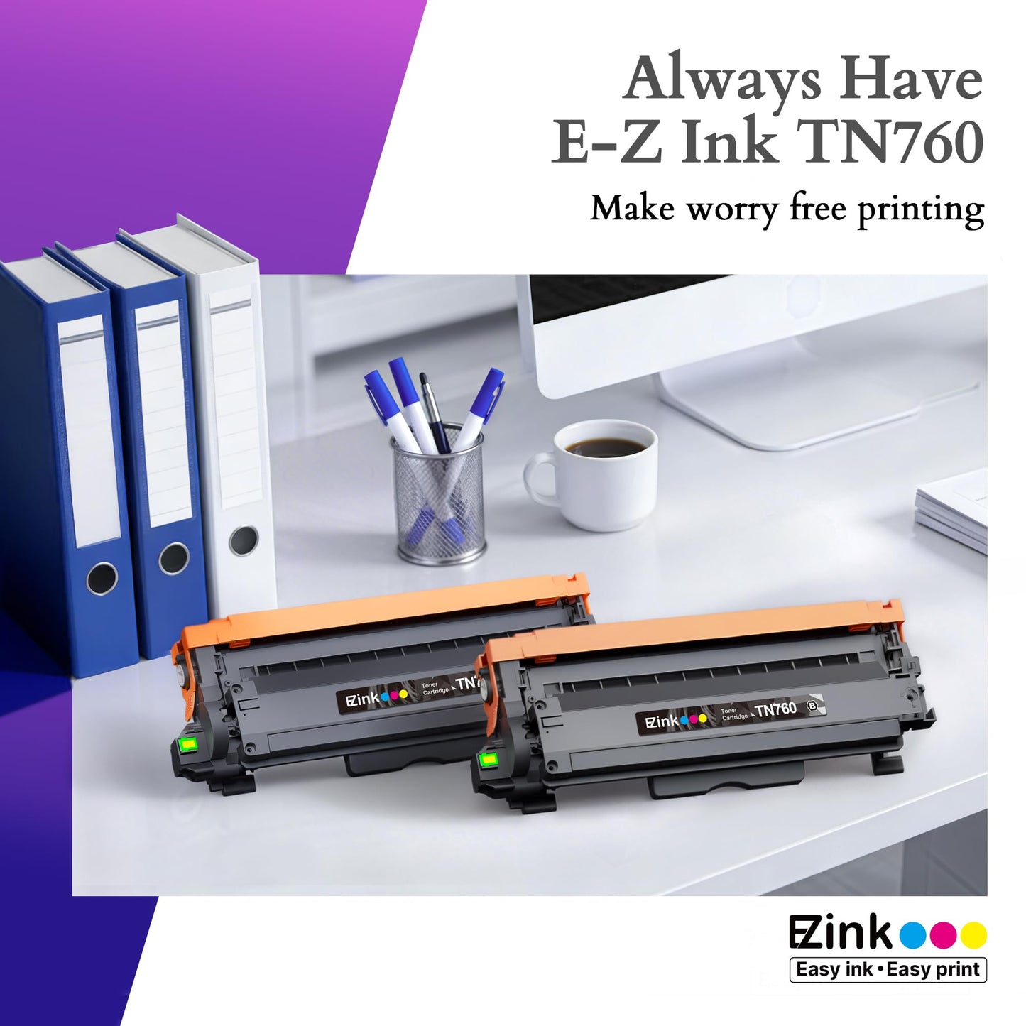 (New Chip) E-Z Ink 2 Black TN760 Toner Cartridges for Brother TN 760 Replacement TN730 TN 730 Black Toner for MFC-L2710DW MFC-L2750DW HL-L2350DW HL-L2370DW HL-L2395DW HL-L2390DW DCP-L2550DW Printer