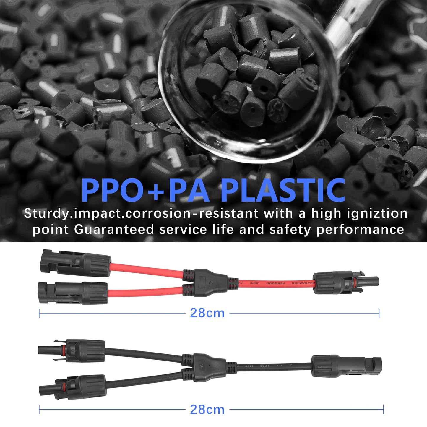 2 sets Solar Connectors Y Branch Parallel Adapter Cable Wire Plug Tool Kit for Solar Panel