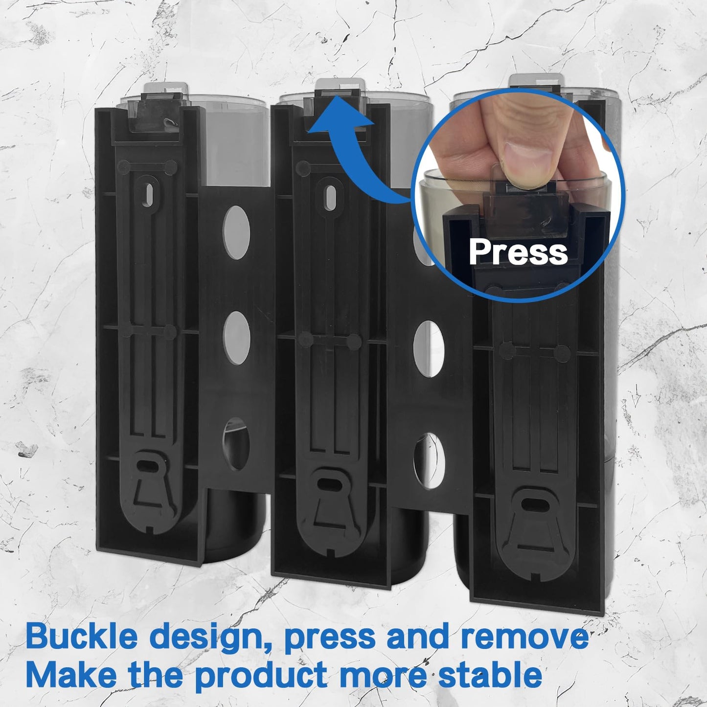 Volufia Shower Dispenser 3 Chamber No Drill, Shampoo Dispenser for Shower Wall, Shampoo and Conditioner Dispenser, Shower Soap Dispenser Bathroom 3x300ML, Black