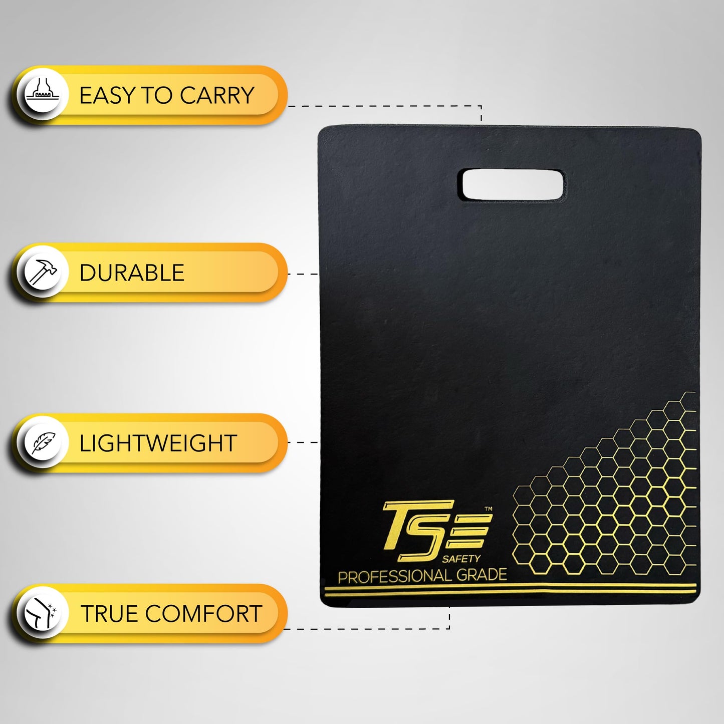 TSE Safety TSE-PGKP Foam True Flex Pro Grade Kneeling Pad, 13.5" x 20", Black