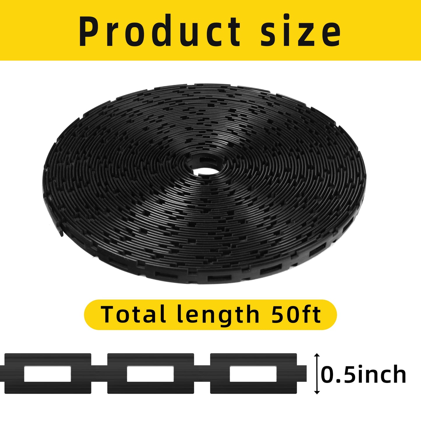 CODREE 50 FT Plastic Chain Lock Tree Tie - 1/2 Inch Wide Adjustable Tree Support Straps for Staking - Flexible Reusable Cable Plant Ties