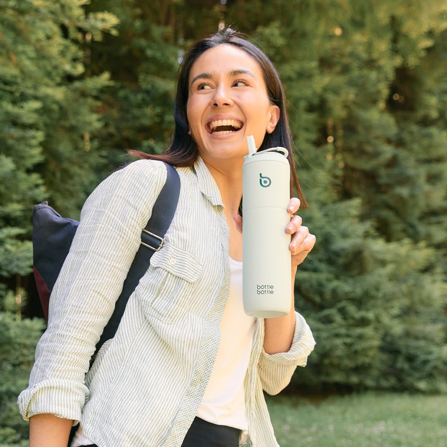 Bottle Bottle Insulated Water Bottle 24oz with Straw Lid and Handle for Sports Travel Gym Stainless Steel Water Bottles Double-Wall Vacuum Metal Bottles Leak Proof BPA-Free (Light Green)