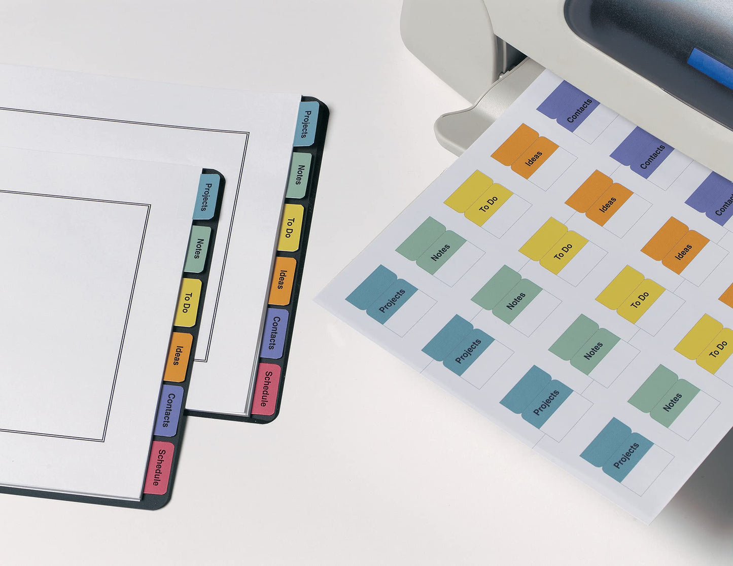 Printable Self-Adhesive Tabs, 1-1/4", Assorted (Blue, Green,