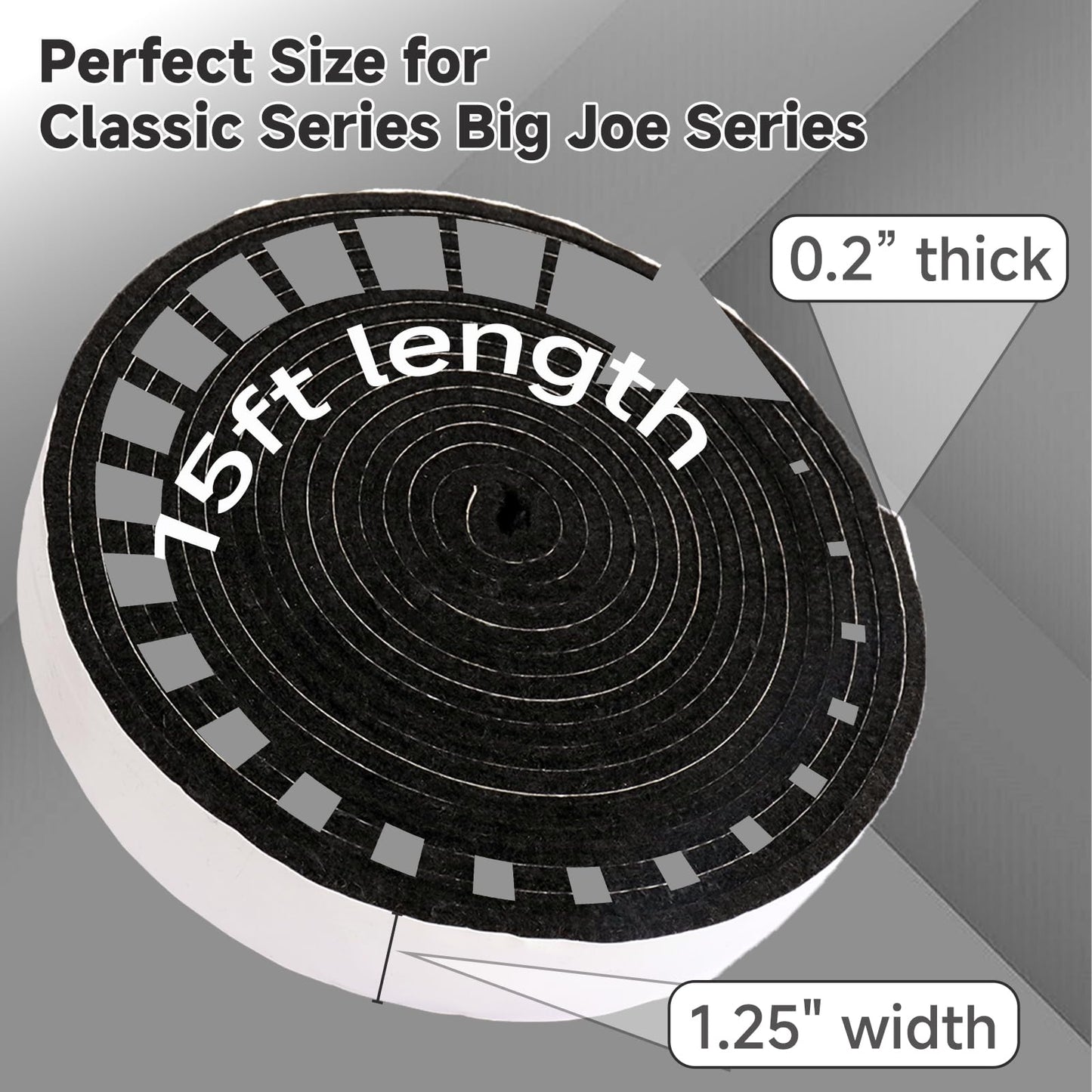 15Ft Kamado Joe Grill Gasket Seal Replacement Kit, 1.2" Wide, 0.2" Thick, High-Temp Adhesive Felt for Classic Joe, Big Joe, Vision & Oklahoma Grills, Smoker Accessories