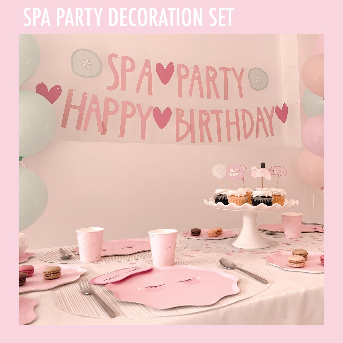 Modern Whimsy 68 pcs Spa Party Decorations | Spa Party Plates, Napkins & Forks | Spa Party Supplies for Girls | Sleepover Party Supplies for Girls | Happy Birthday Banner, Spa Party Banner (Serves 12)