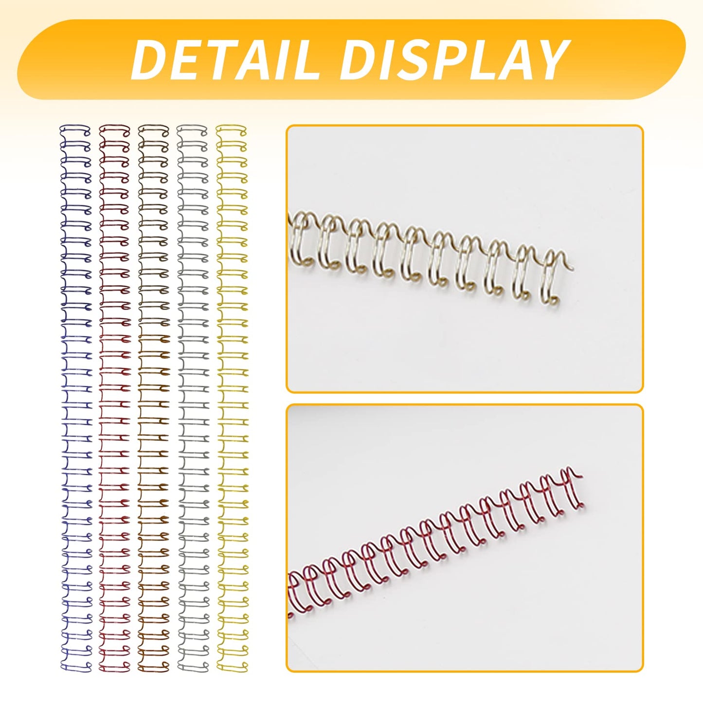 Aynaxcol 100 Pack Metal Twin Loop Binding Wire Coils, 32-Loop, 3/8" Mixing Color Double Loop Wire Binding Rings Wire, 3:1 Pitch, Multi Color Binding Spirals 10mm