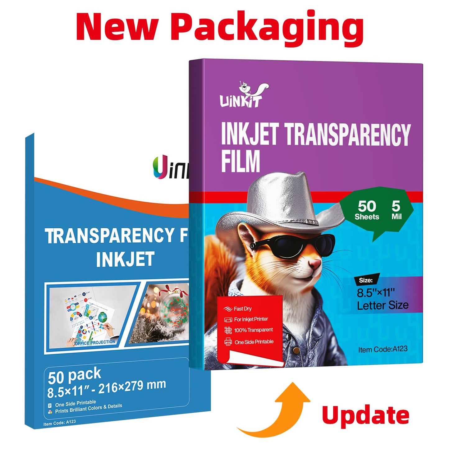 Inkjet Transparency Film OHP 50 Sheets 8.5x11 Arts Crafting Film Clear Overhead Projector Film 50 Pack for Inkjet Printer Uinkit A123