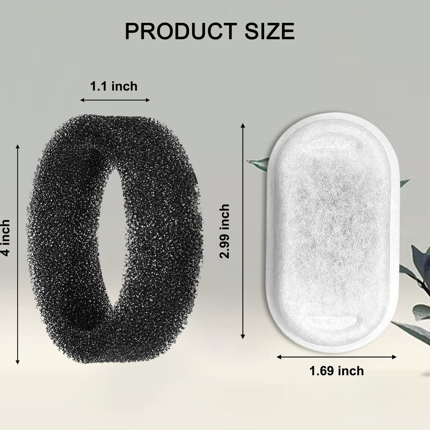 Cat Water Fountain Filters for 108/3.2L& 67oz/2L Stainless Steel Pet Water Dispenser Fountain Filters, Cat Fountain Filter Replacement (12 Filters&12 Sponges)