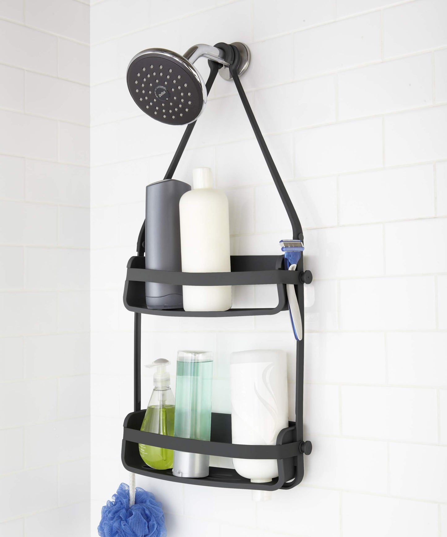 Umbra Flex Shower Storage Accessories with Patented Gel-Lock Technology Suction Cup, Black