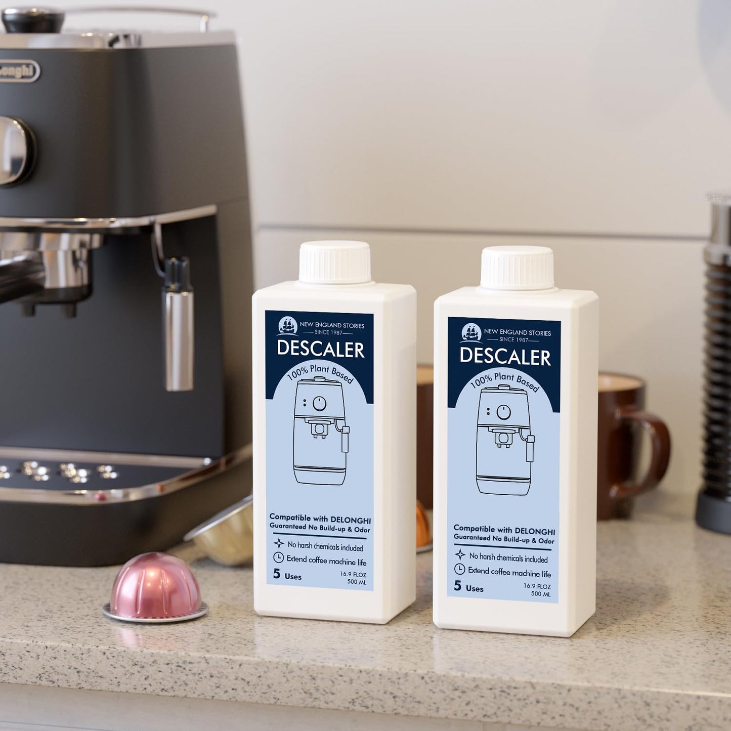 10 Uses Descaling Solution Compatible with DeLonghi, Specially Designed for Delonghi Coffee Machines and Maker - 33.8oz Espresso Coffee Maker Cleaner, Coffee Pot Cleaning Limescale Remover