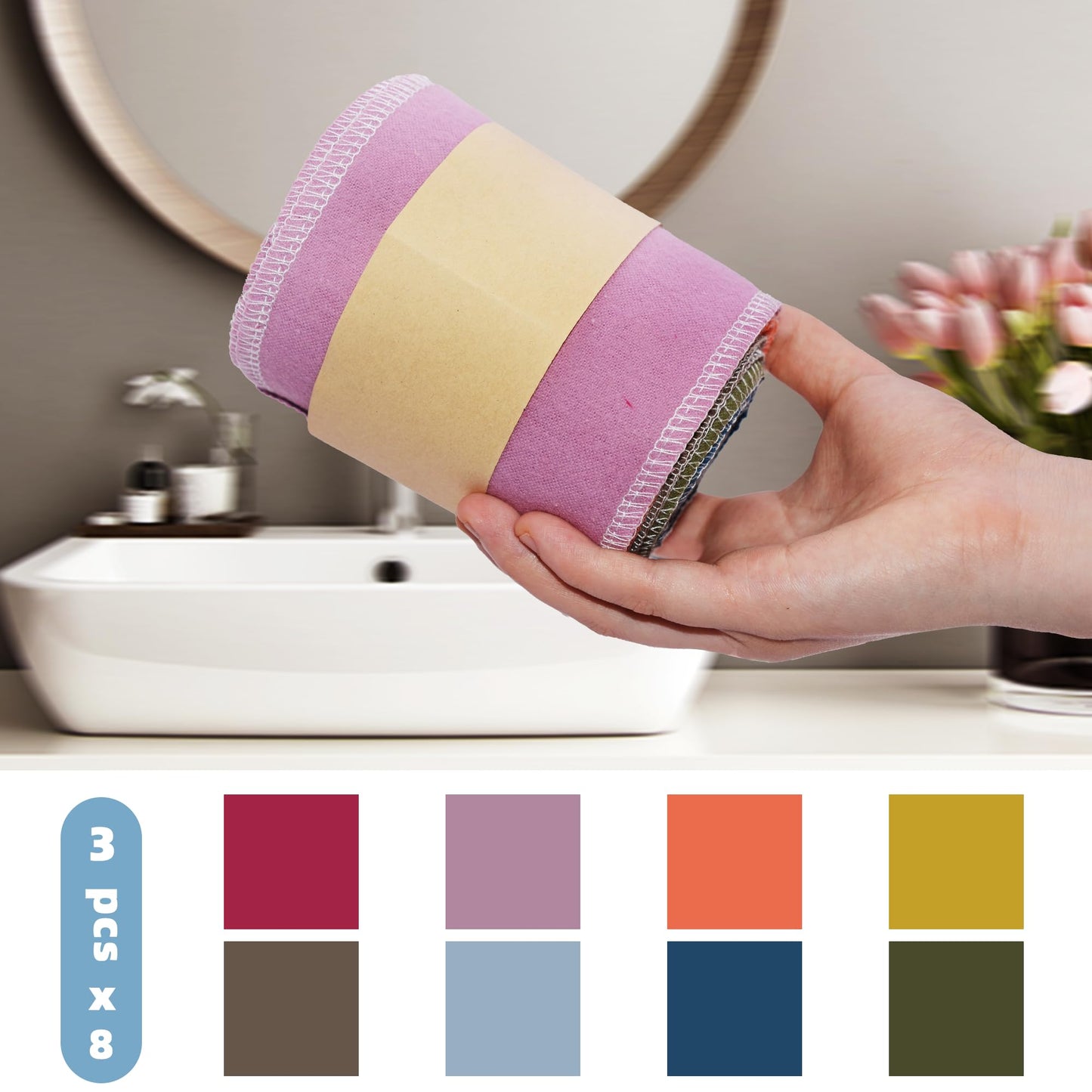 Chloven Reusable Toilet Paper - 24 Pack Eco Friendly, Sustainable Cloth Toilet Paper - Super Soft, Absorbent Reusable Paper Towels Washable Roll - Zero Waste Family Cloth Nonpaper Towels